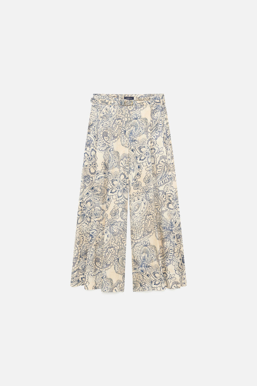 Trousers Pinceau Print ecru woman