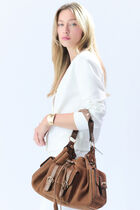 Victoria bag in split leather taupe woman