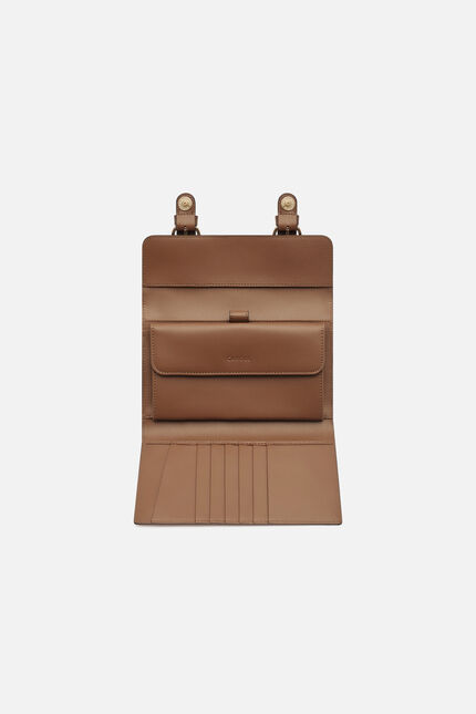 Portefeuille Thais en cro&ucirc;te de cuir taupe femme