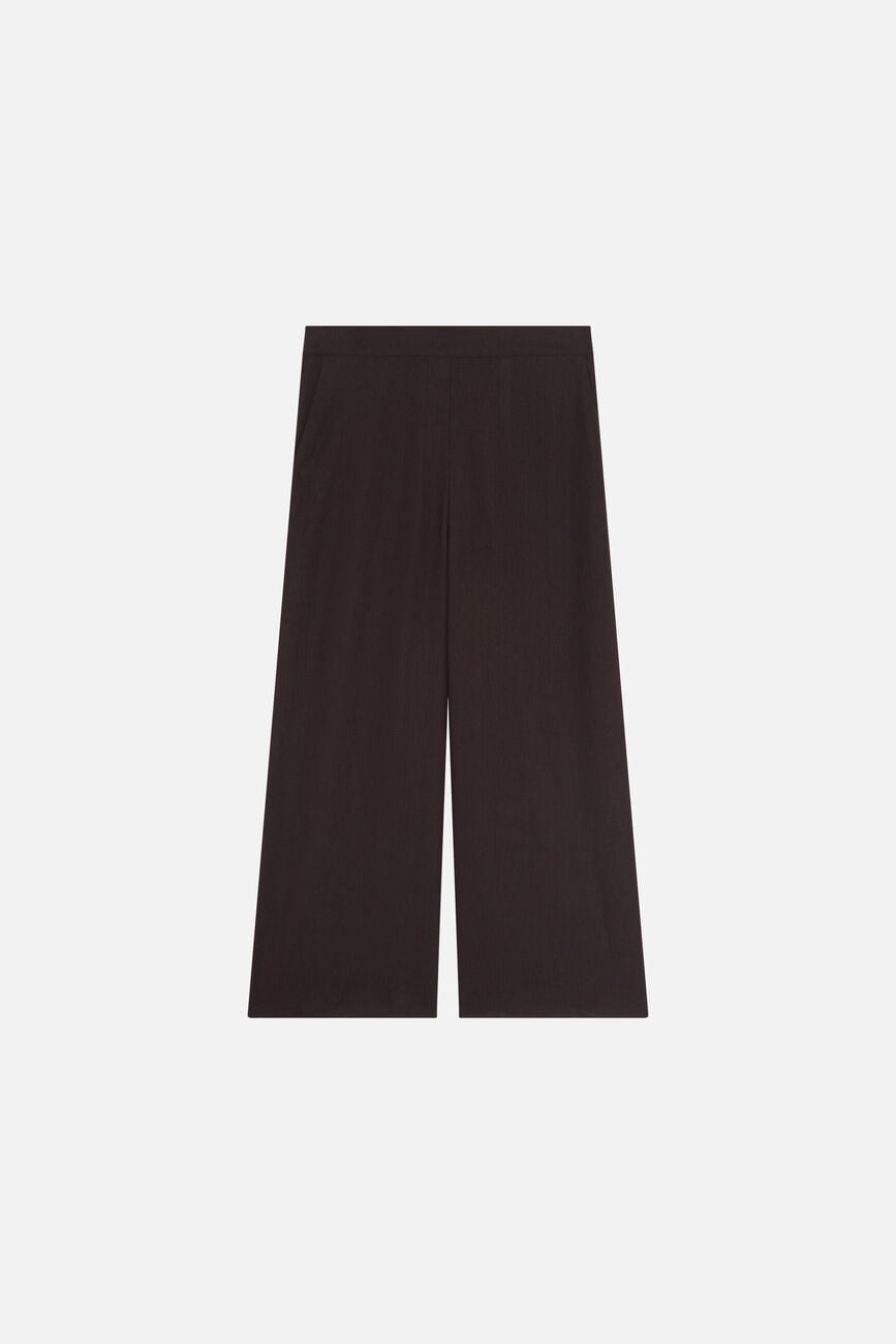 Pantal&oacute;n Pandi 100% lino marr&oacute;n oscuro mujer