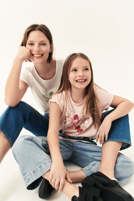 T-shirt toutes &agrave; l'&eacute;cole taxime heart rose poudree femme