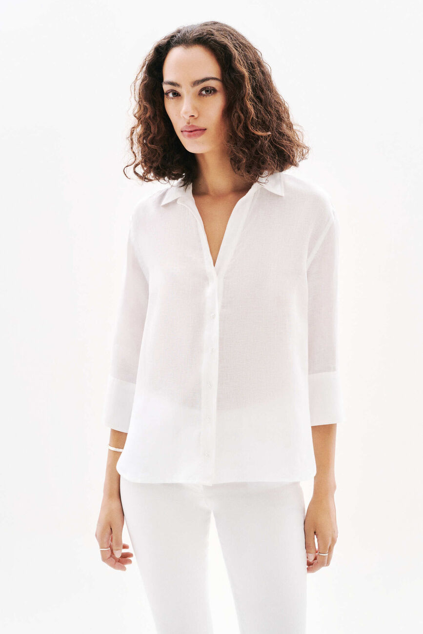 Chemise coraline 100% lin blanc femme