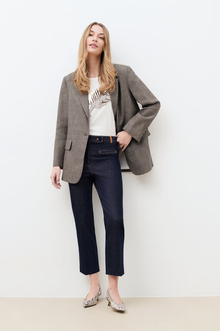 Veste Vesuve2 100% lin marron fonc&eacute; femme