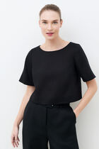 Cynthia1 blouse 100% linen black woman