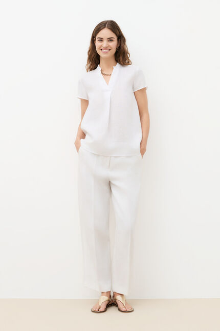 blouse kat 100% lin blanc femme
