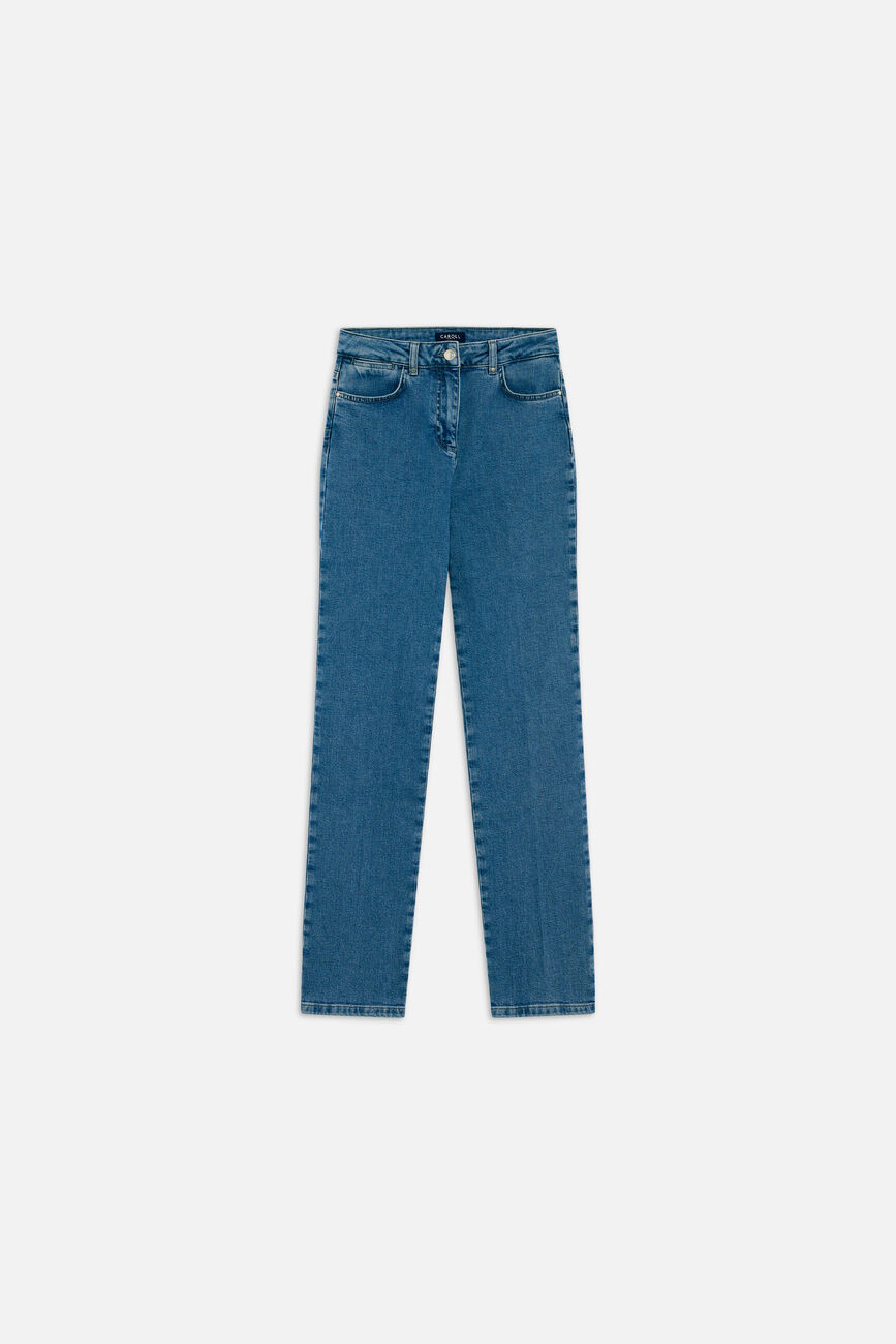 Trousers Pcomelongjean stone denim woman