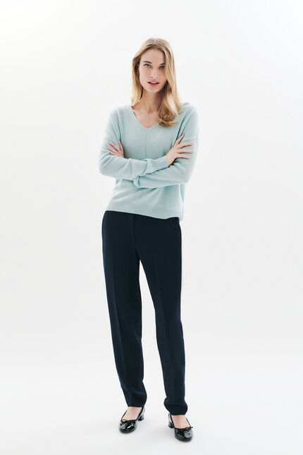 Pull Mthelmina 100% cachemire bleu gris femme