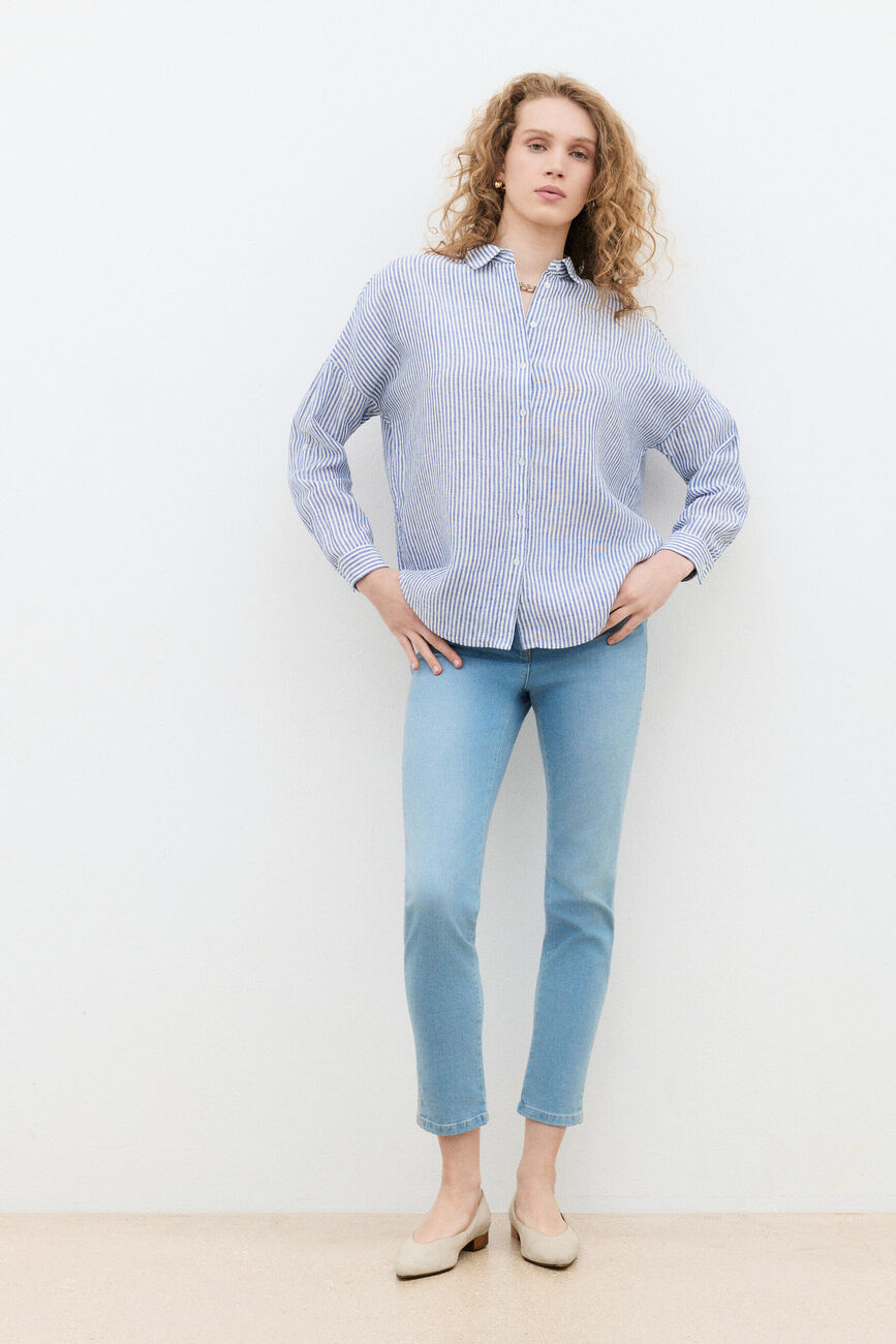 Chemise claude2 100% lin denim stone femme