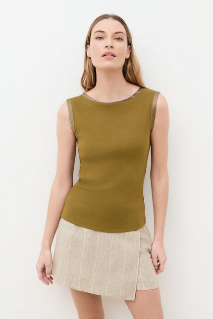 T-shirt Tluce vert olive femme