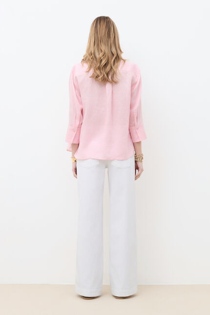 Chemise coraline 100% lin rose clair femme