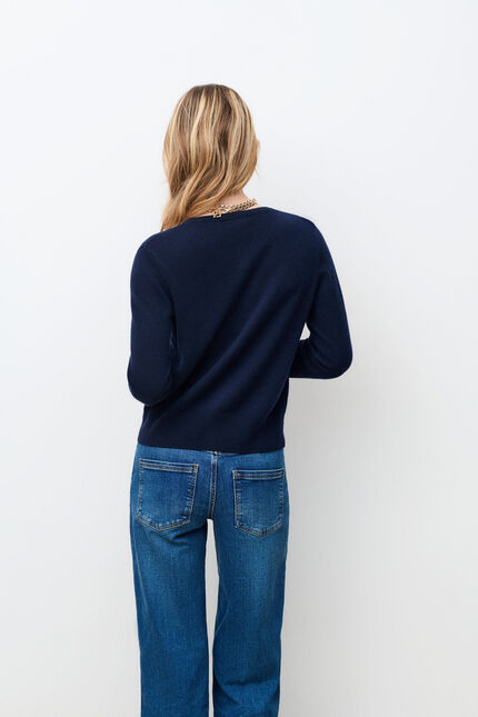 Gilet mcaroline 100 % cachemire bleu marine femme