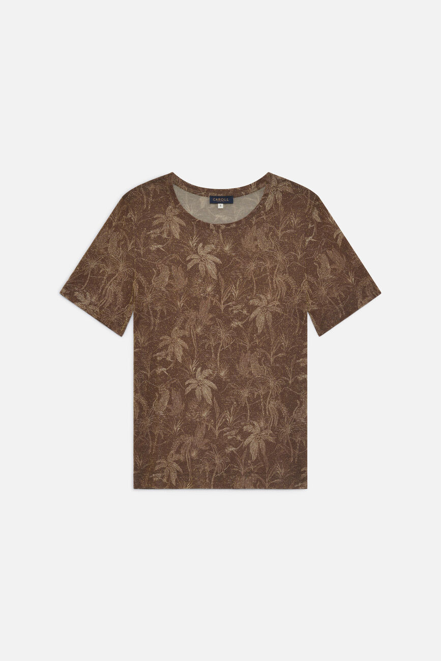 Camiseta Tjoana-Jungle marr&oacute;n oscuro mujer