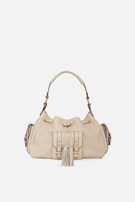 Sac Victoria en cuir naturel ivoire femme