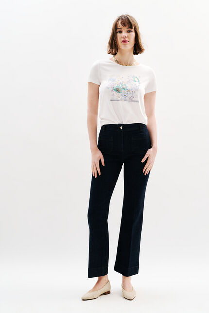 T-shirt Toutes &agrave; l'&eacute;cole Taxime Book ecru femme