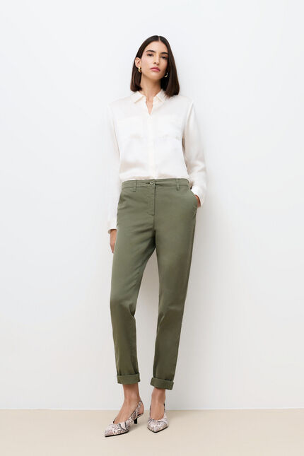 Pantal&oacute;n adelmo verde caqui mujer