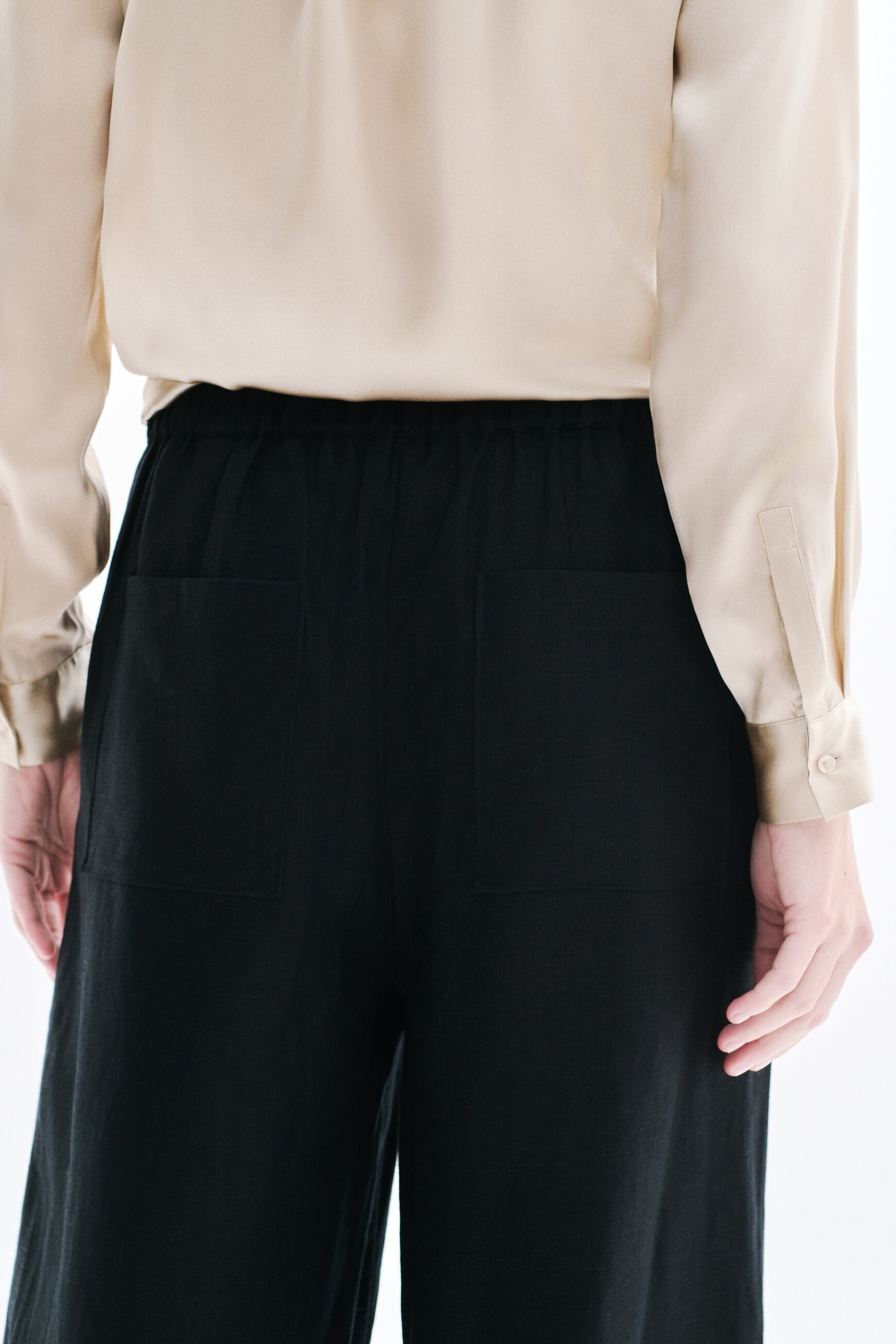 Pantalon pandi 100% lin noir femme