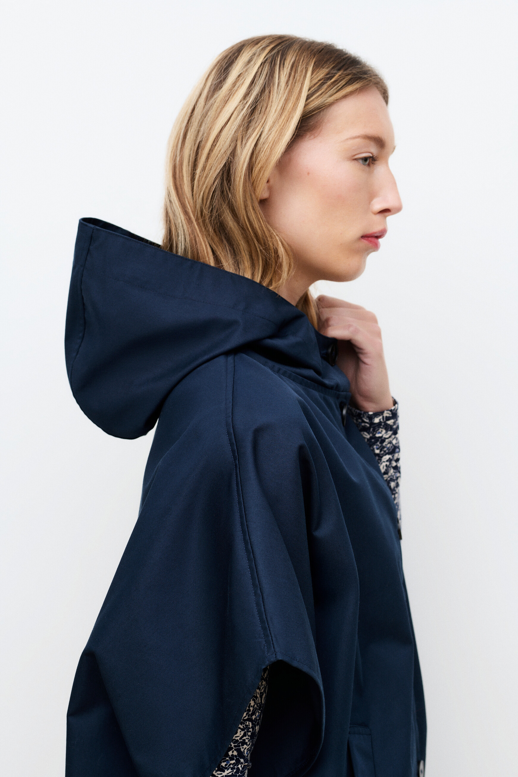 Poncho Harcarain bleu marine femme