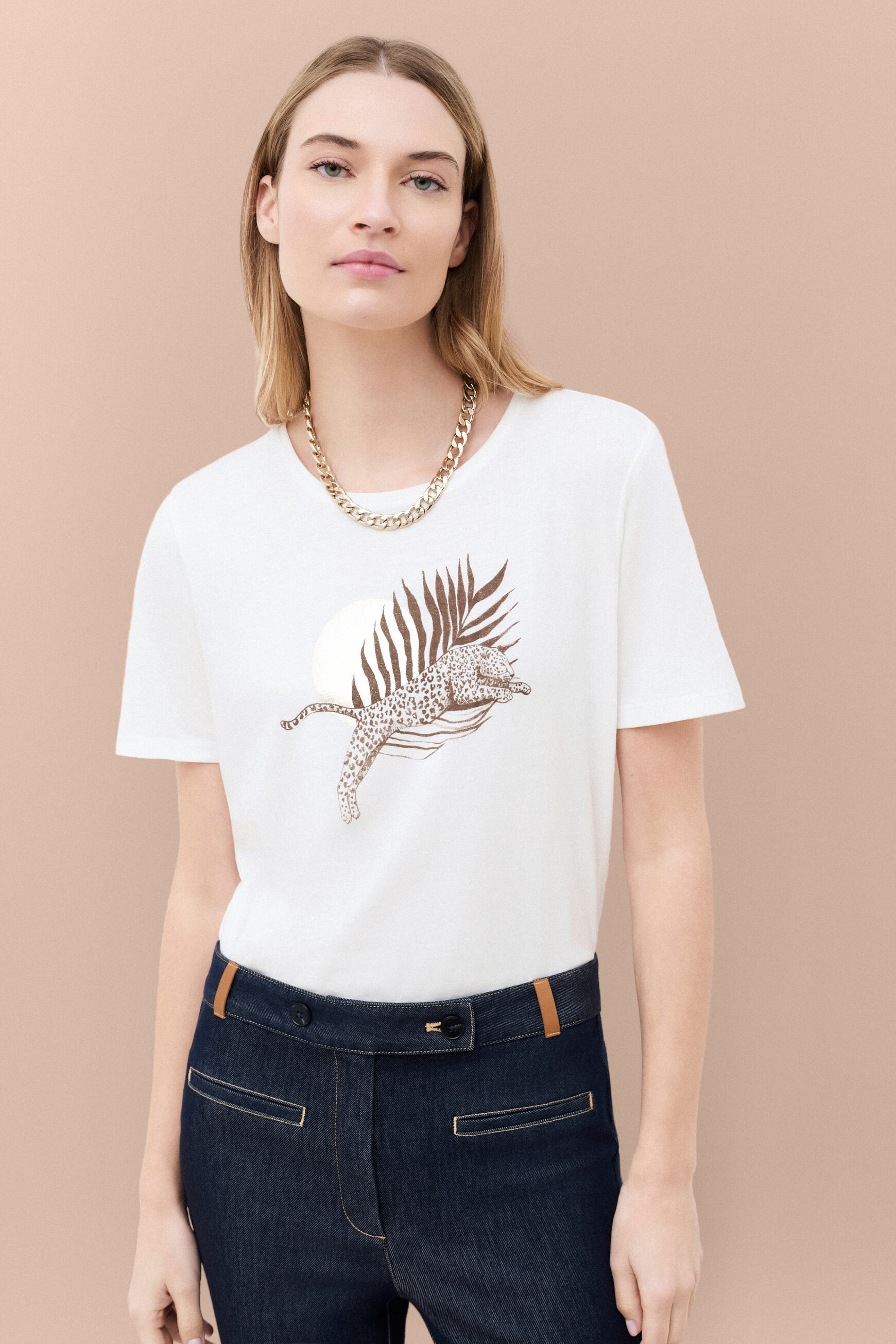 Camiseta tim-felino crudo mujer