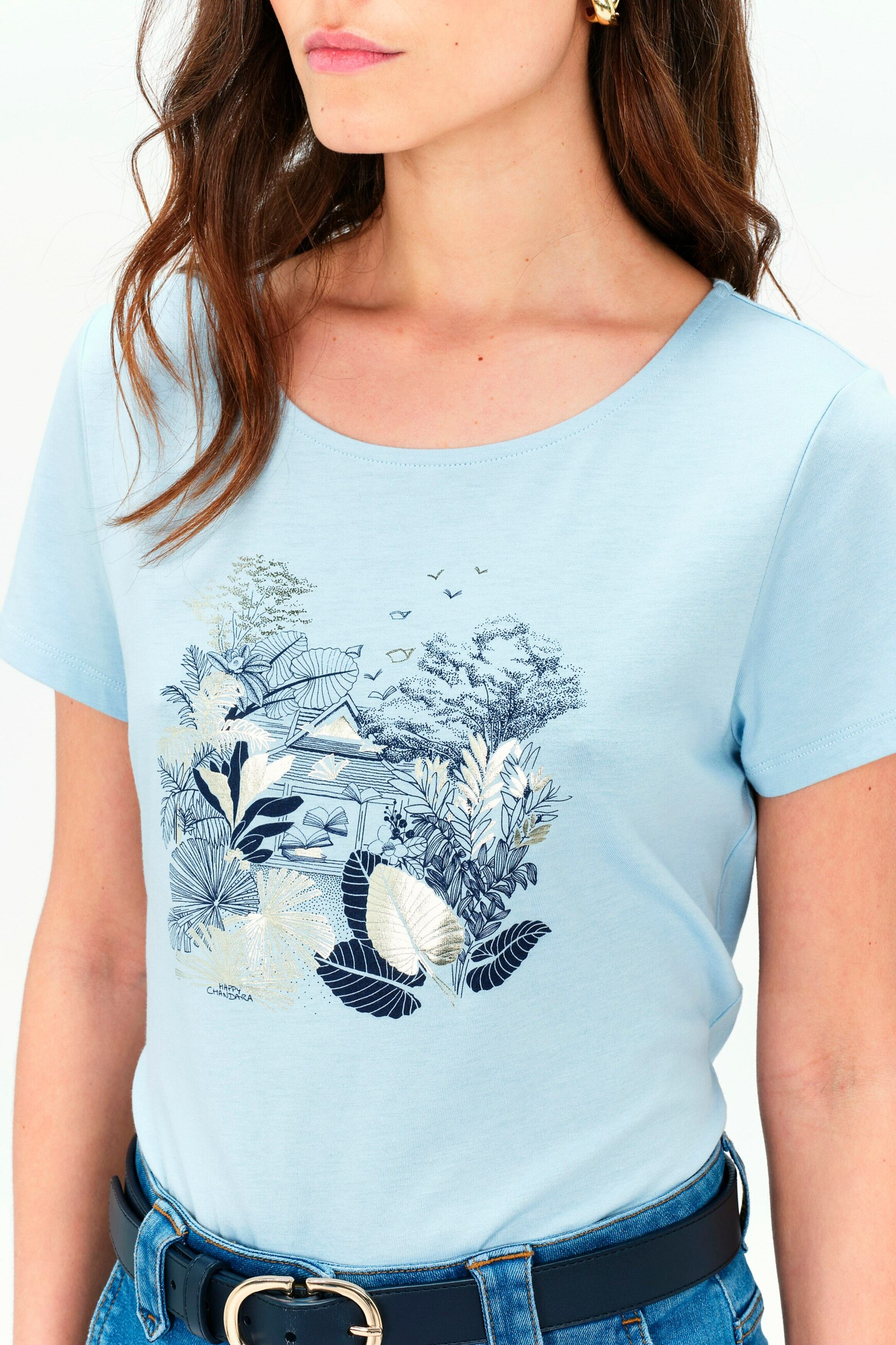 T-shirt Toutes &agrave; l'&eacute;cole Taxime house denim stone vrouw
