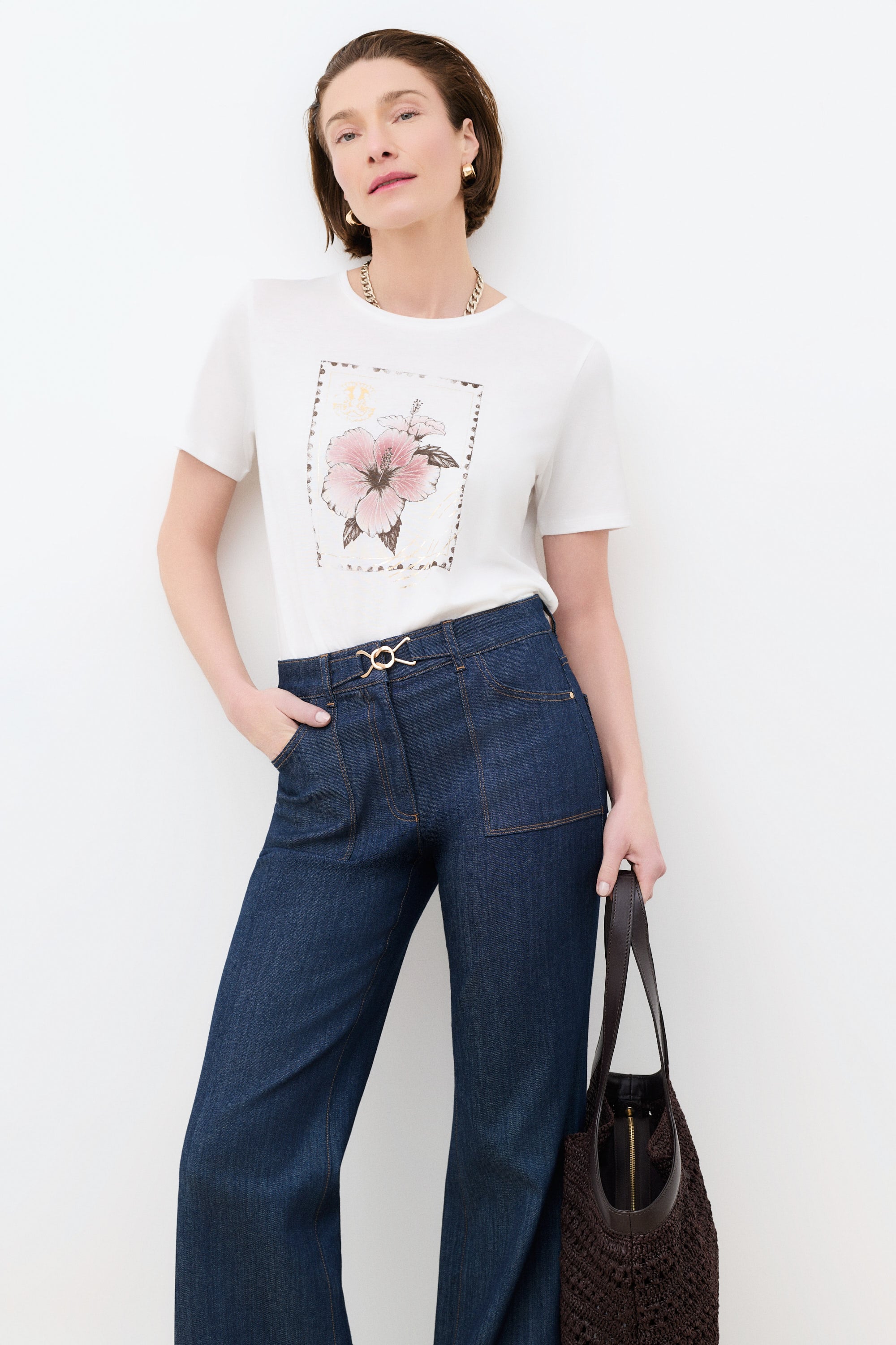 Camiseta Tim-Stamp castanho mulher