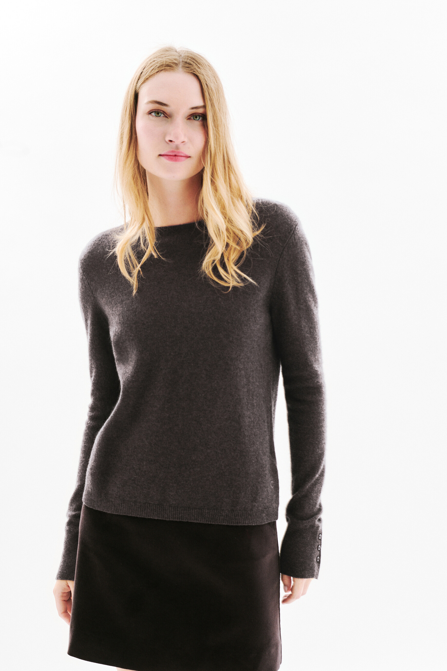 Mzoan 100% cashmere sweater dark brown woman
