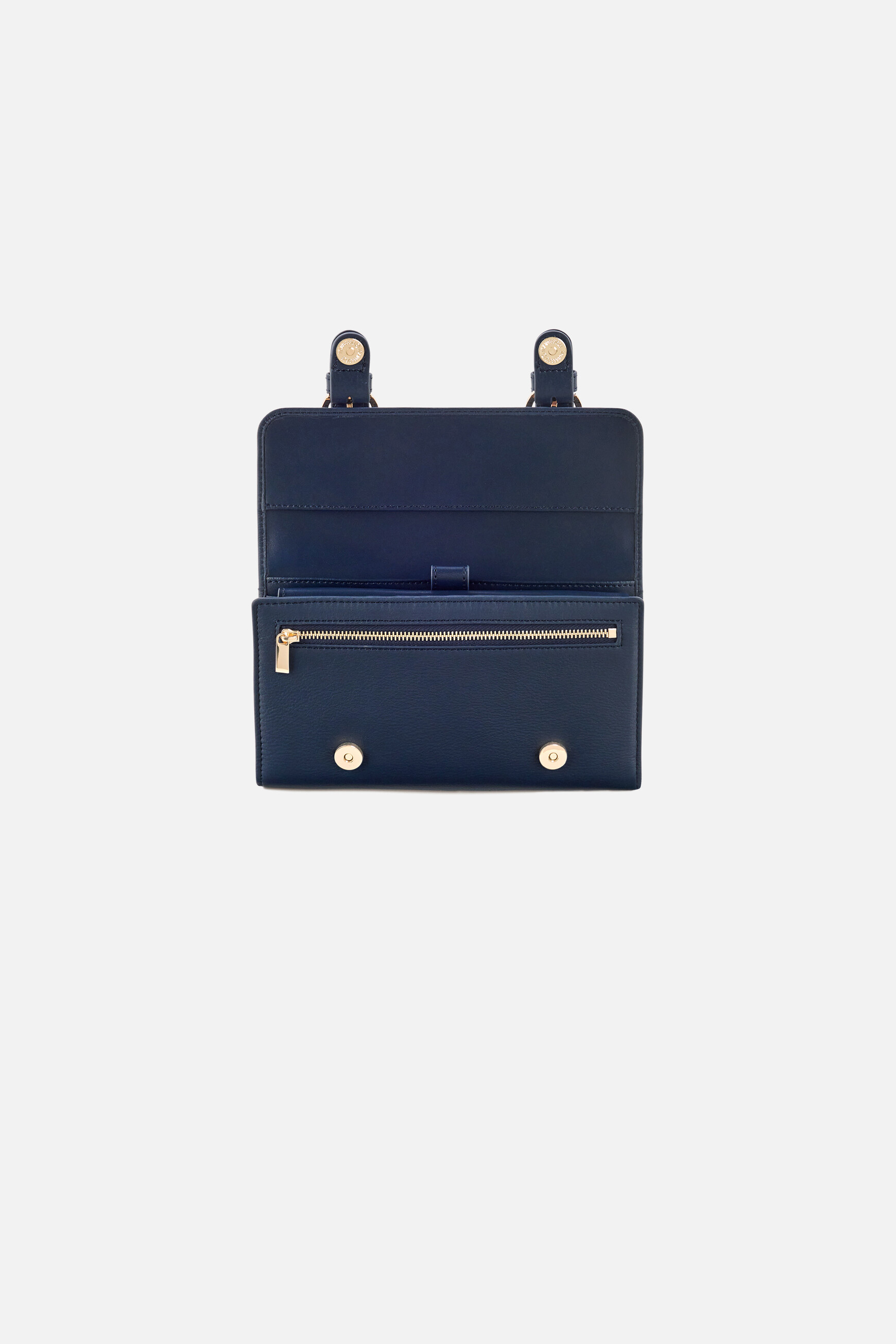 Porta-moedas Thais em couro natural azul-marinho mulher