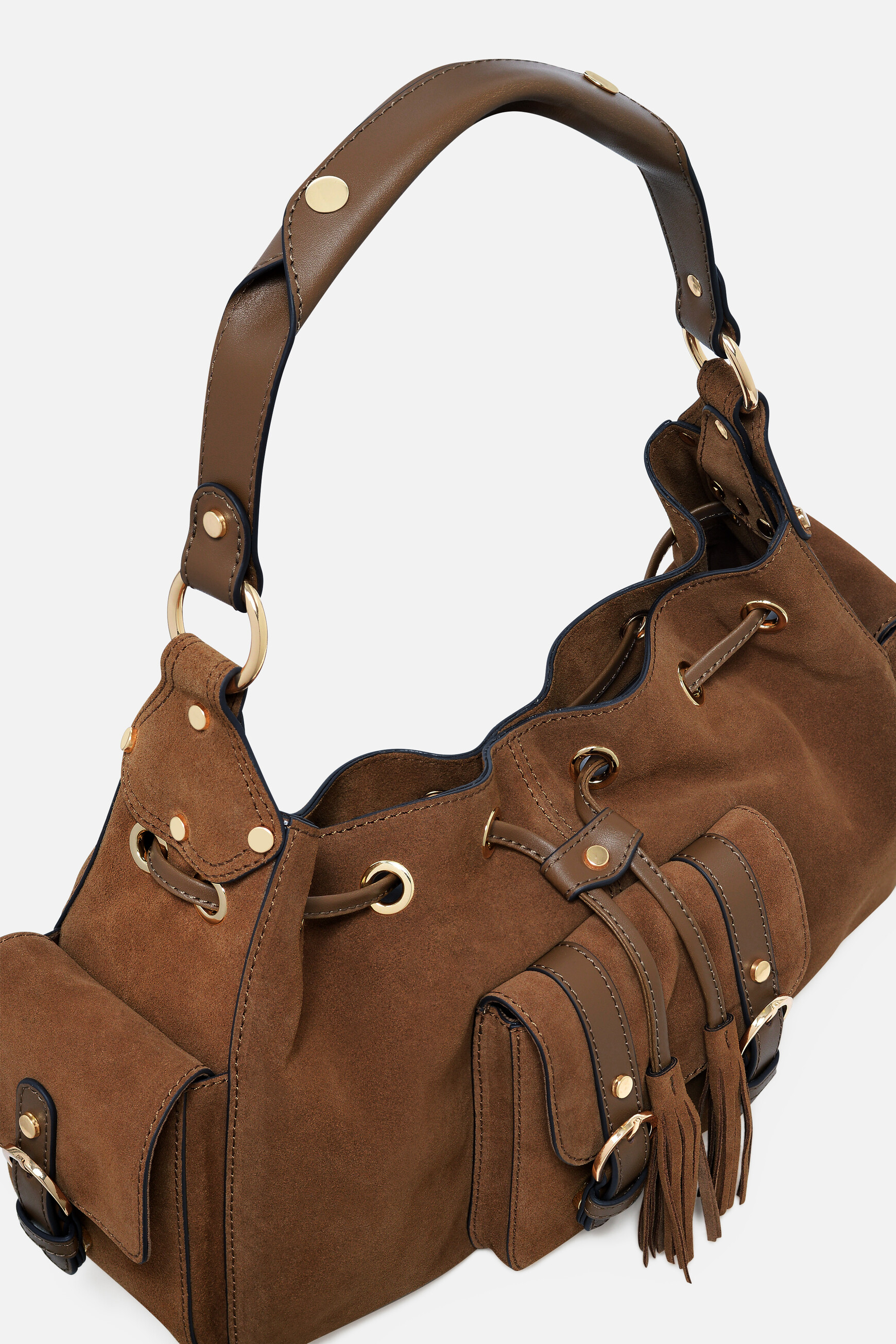 Bolso Victoria de serraje taupe mujer