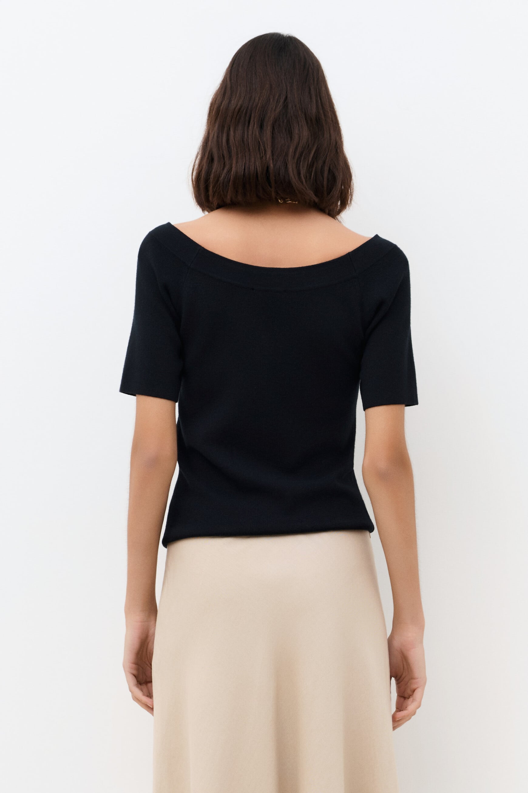 Feinstrickpulli Malone U-Bootausschnitt schwarz damen