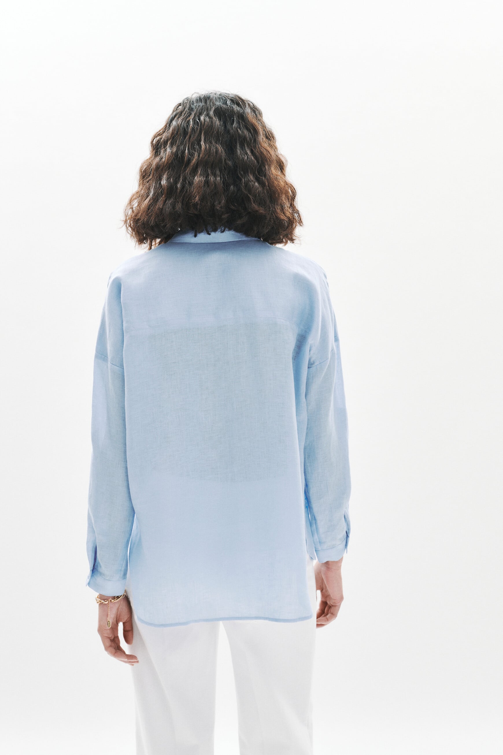 Camisa Csandinette 100% lino azul cielo mujer