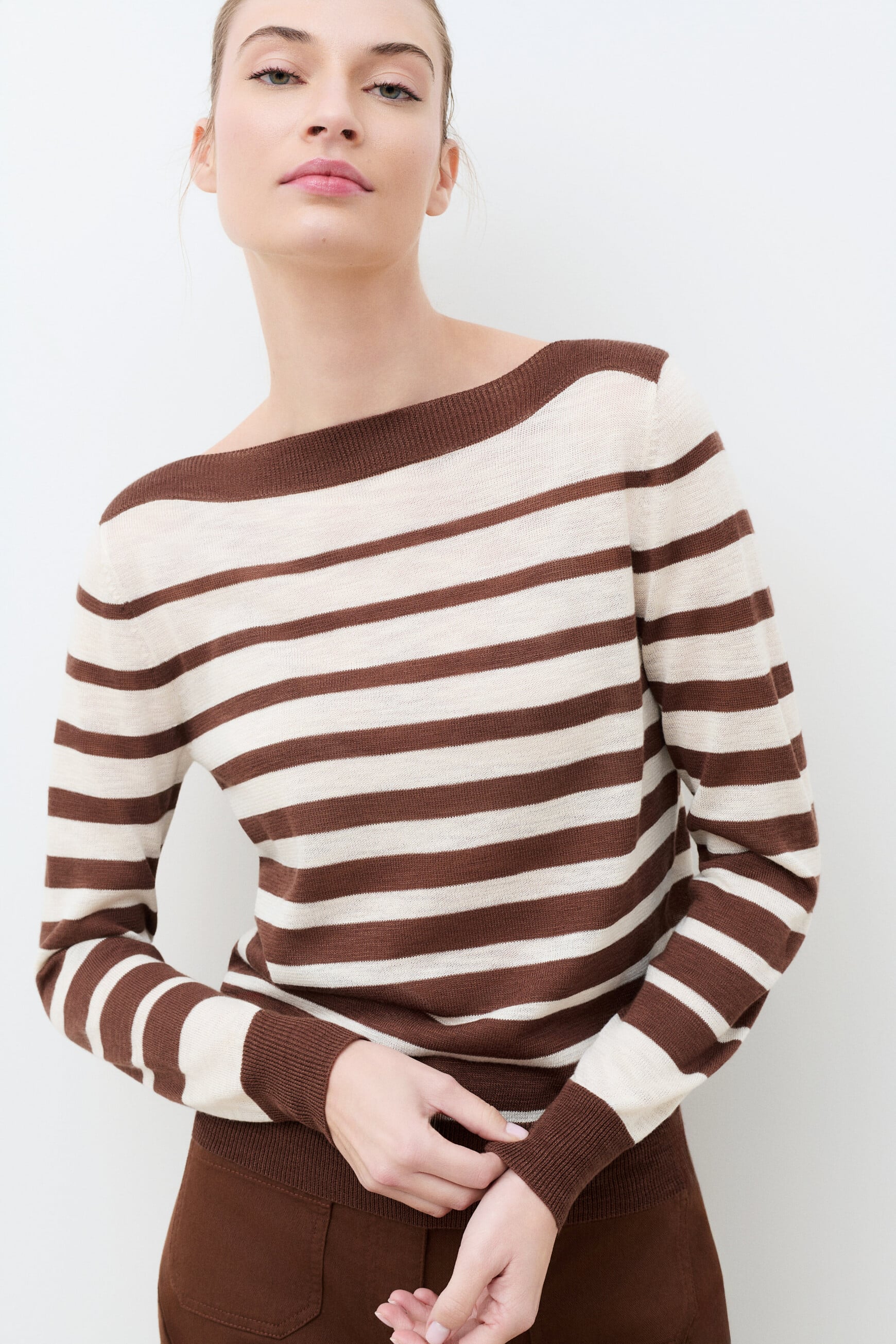 Pull Mwallis marron femme