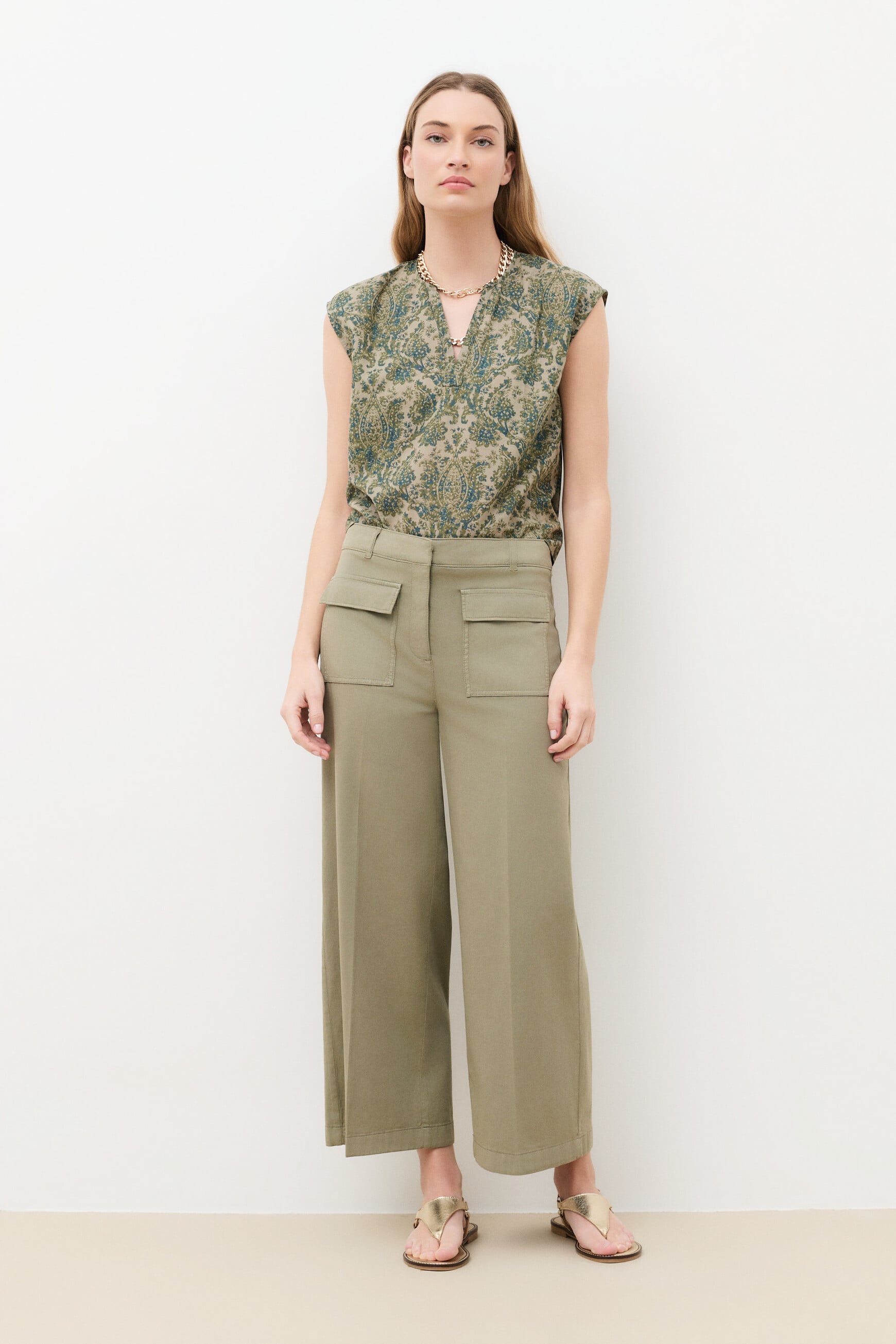 Trousers Pirogue khaki green woman