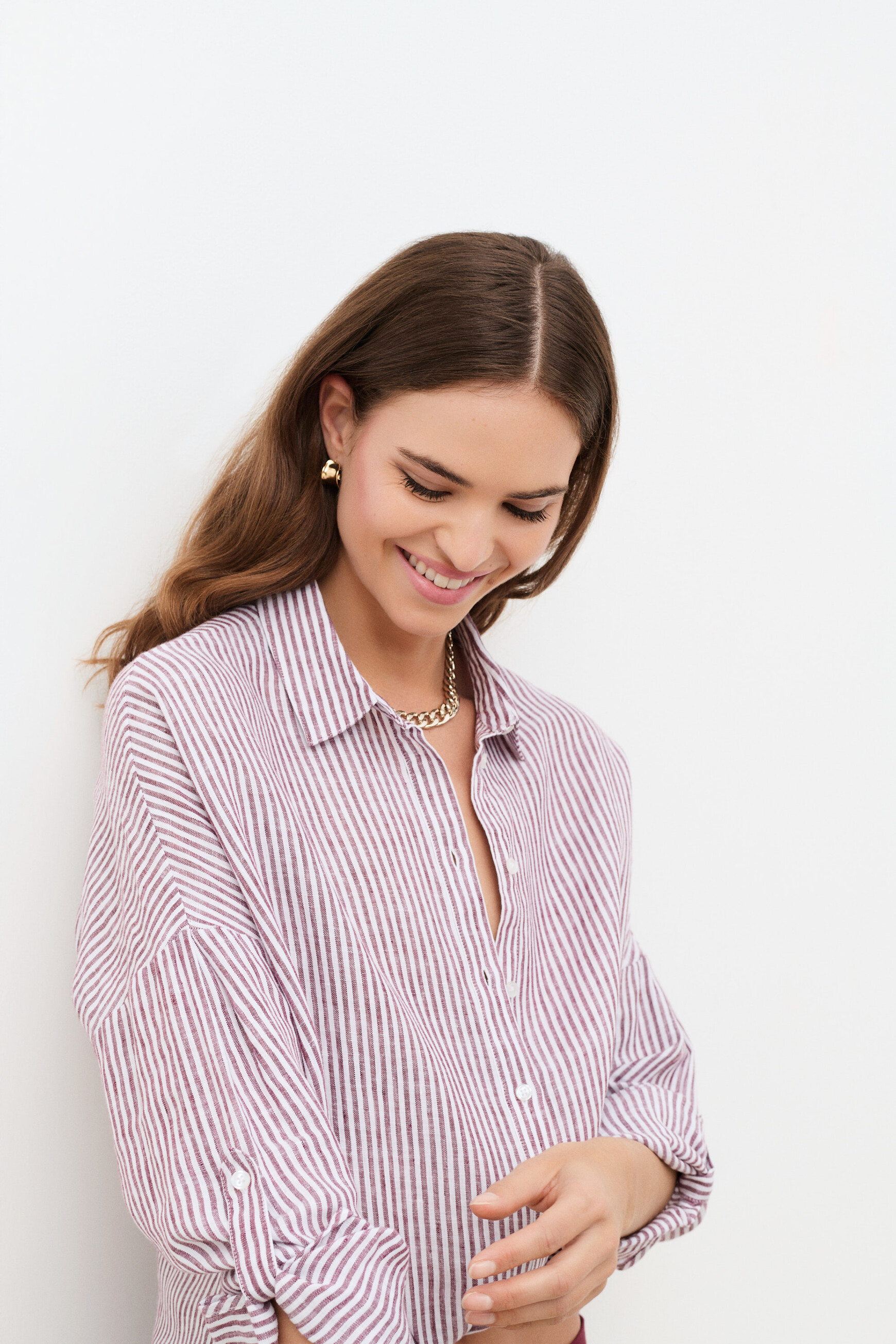 100% linnen Hemd Claude2 bordeaux vrouw