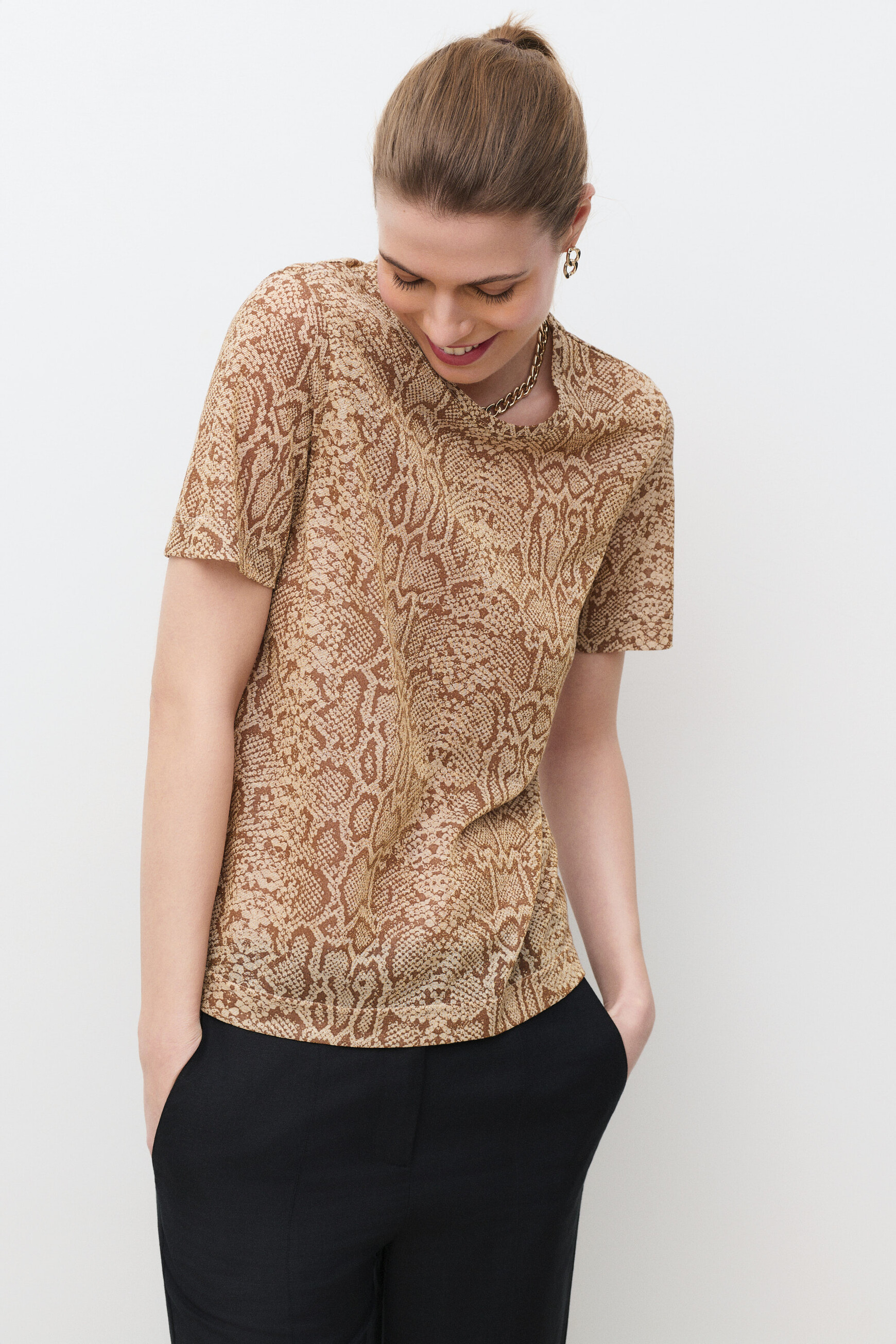 T-shirt Tjoana-Python sable femme