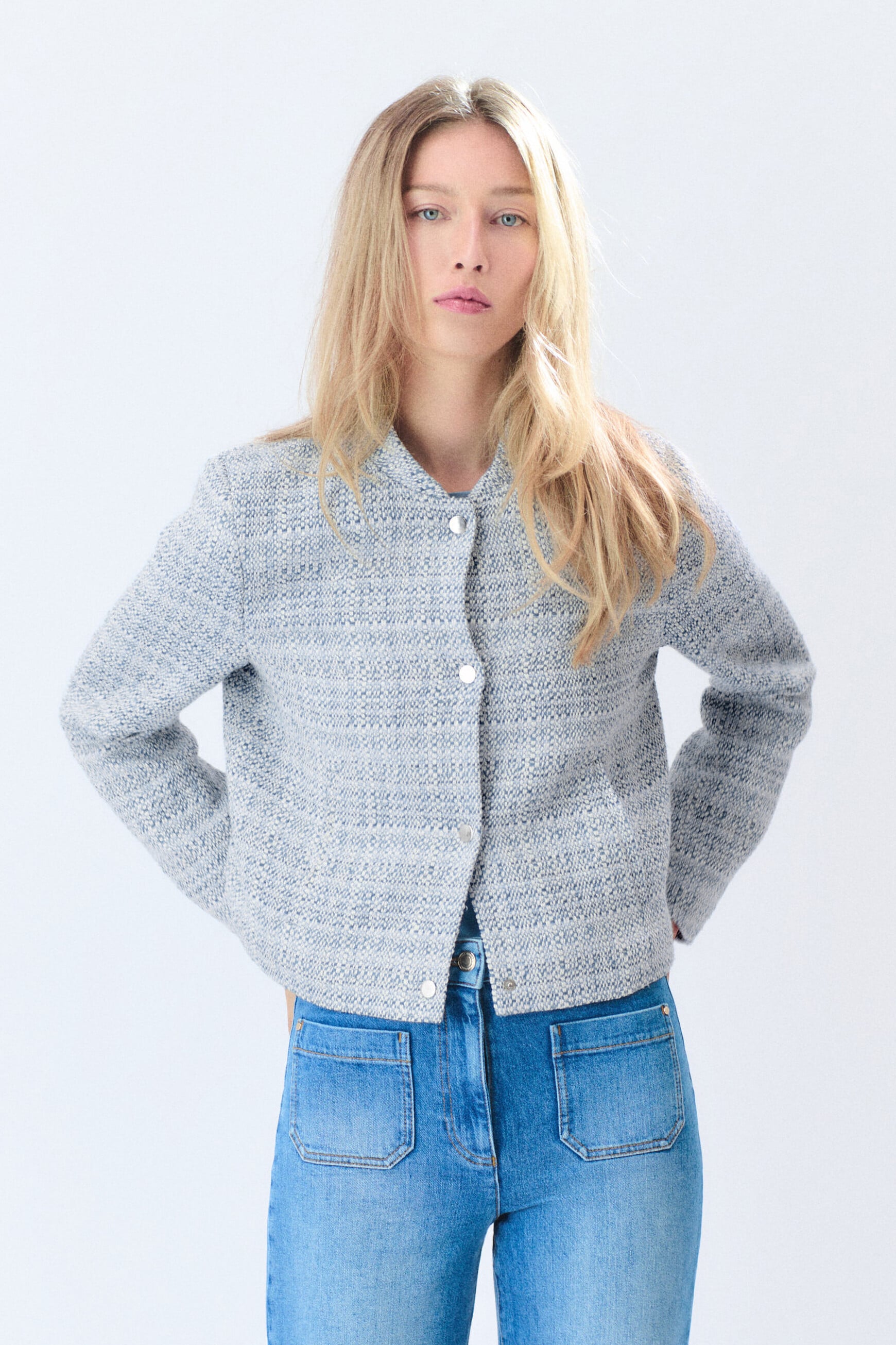 Veste Vienna Tweed bleu ciel femme