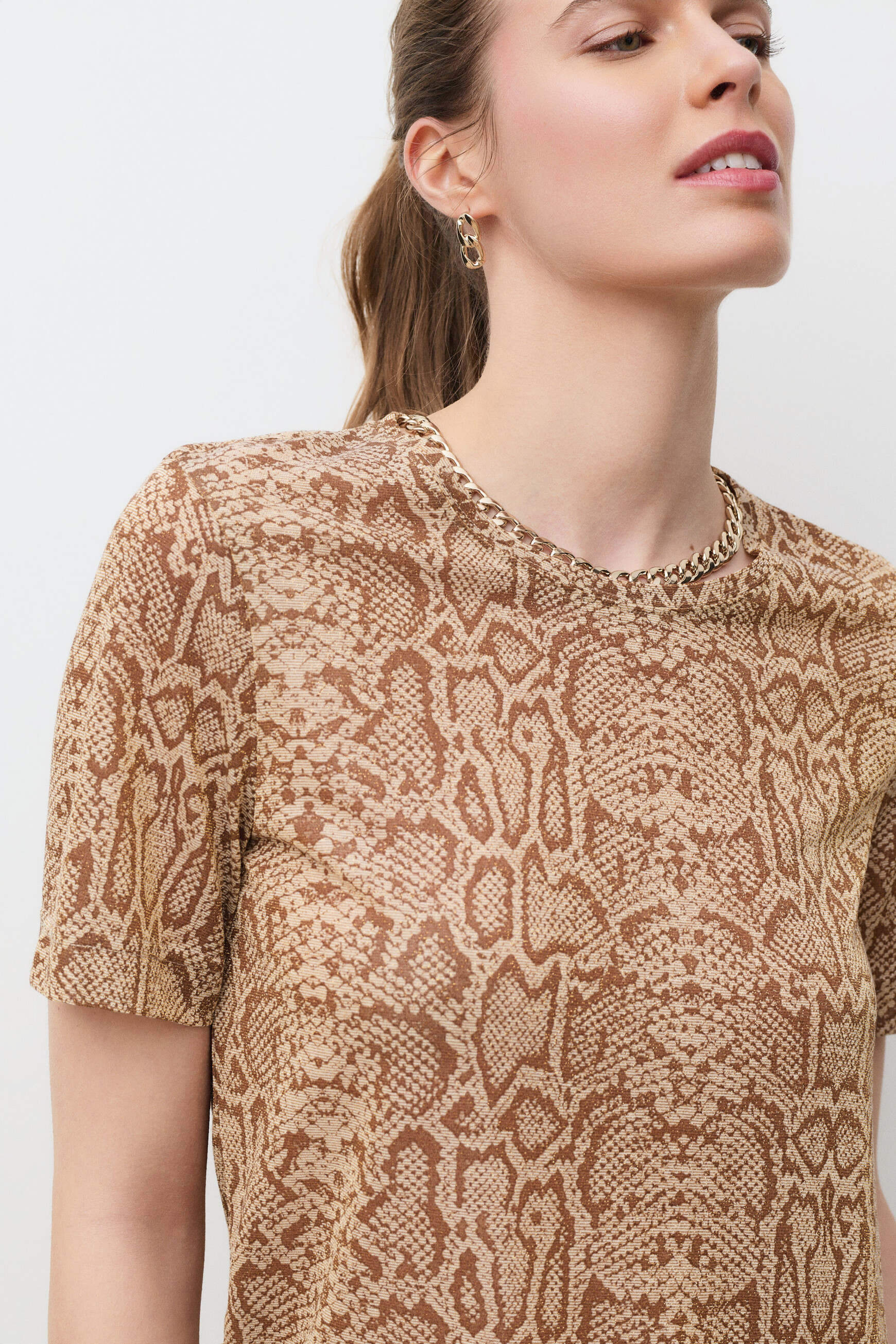 T-shirt Tjoana-Python sable femme