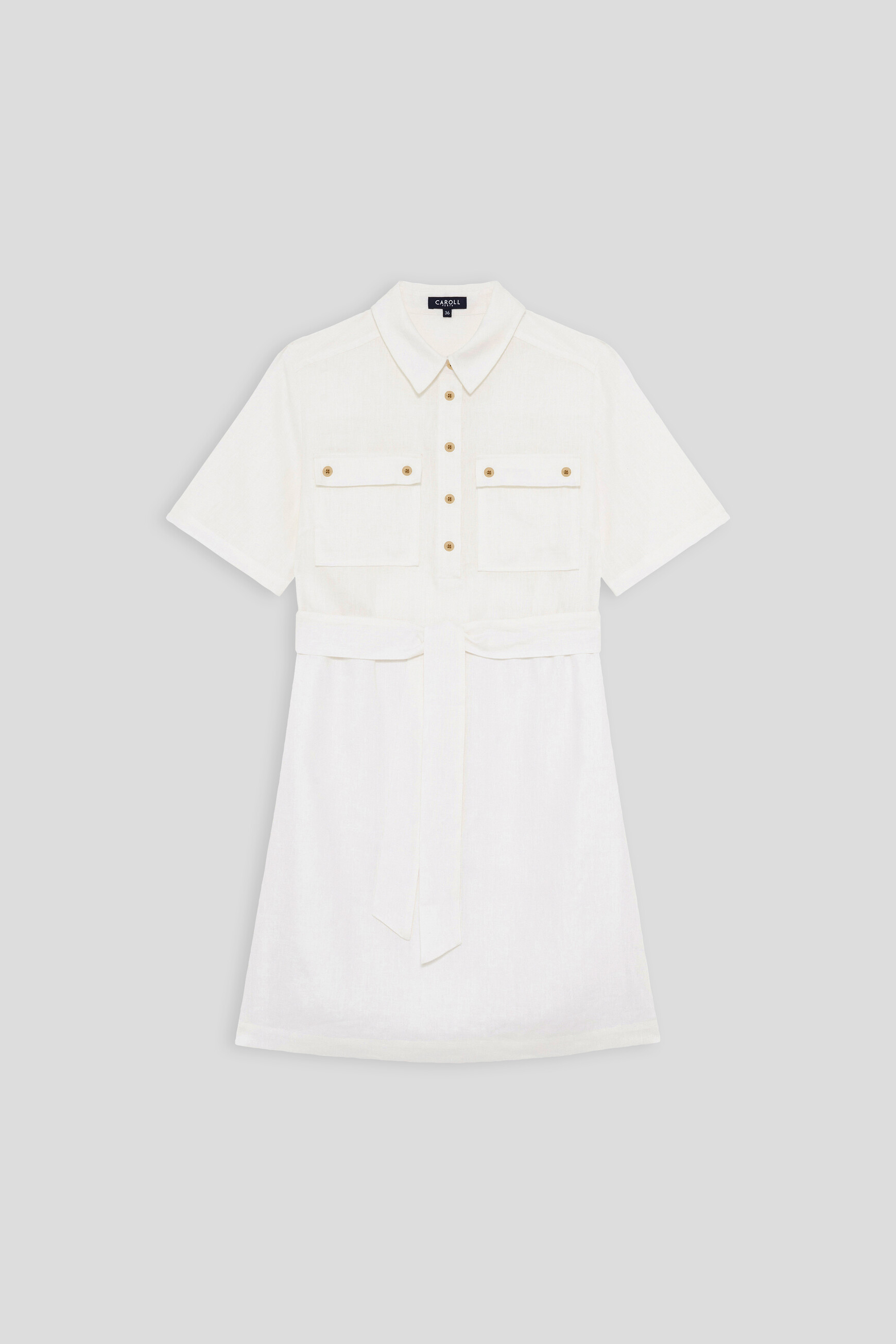 Robe Rleona 100% lin blanc femme