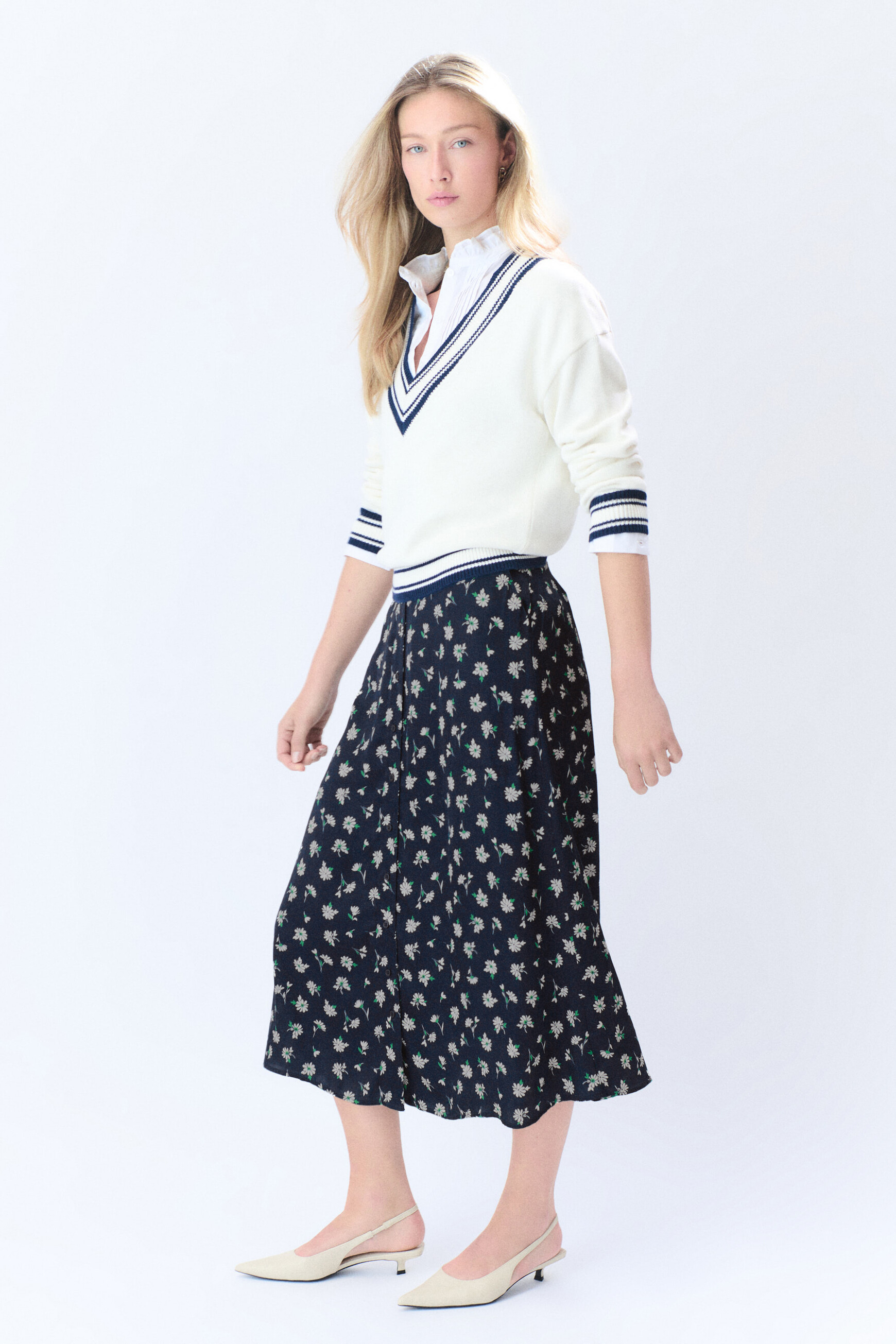 Jupe Jdiane bleu marine femme