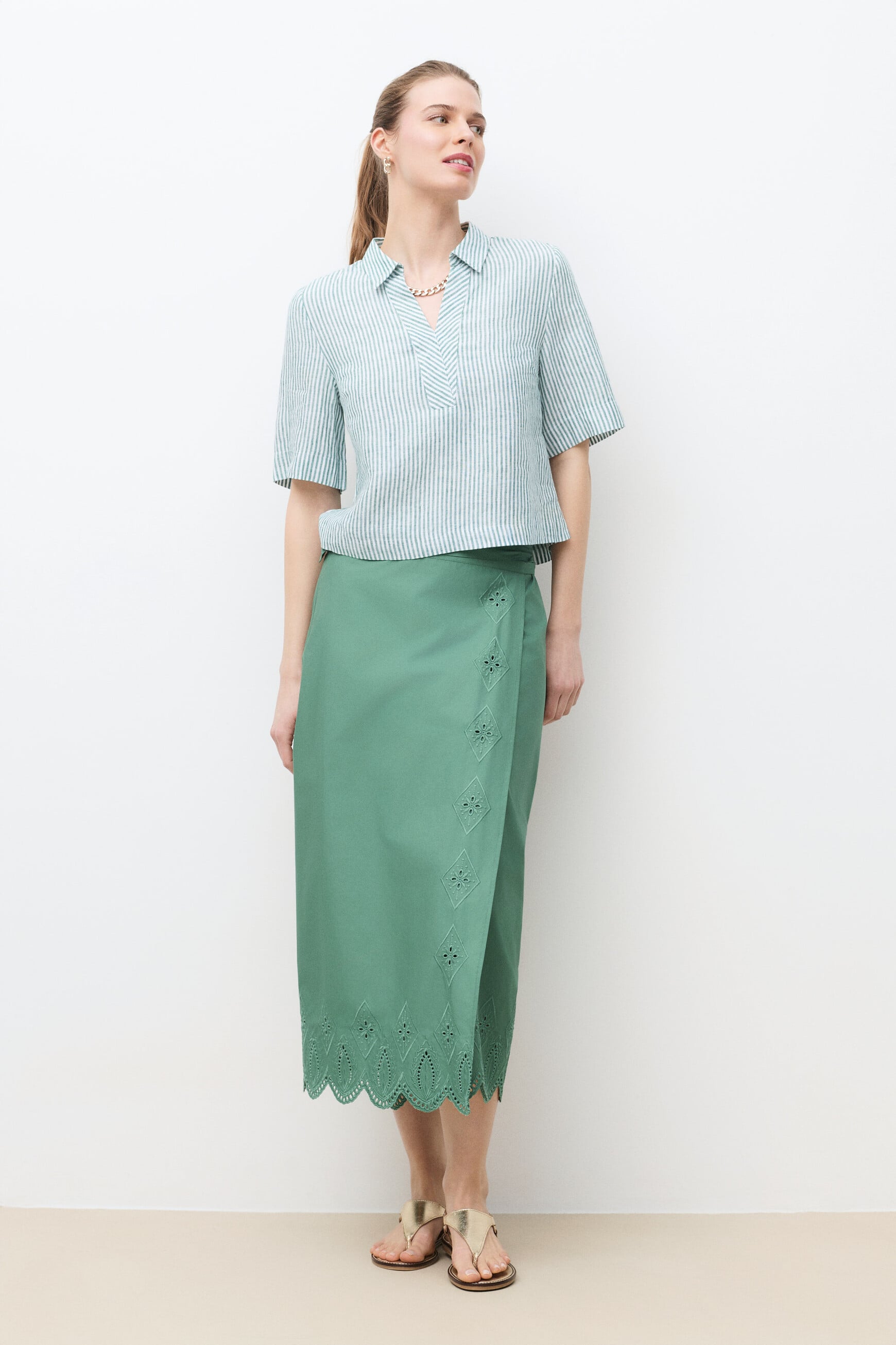 Chemise Cvanille 100% lin vert femme