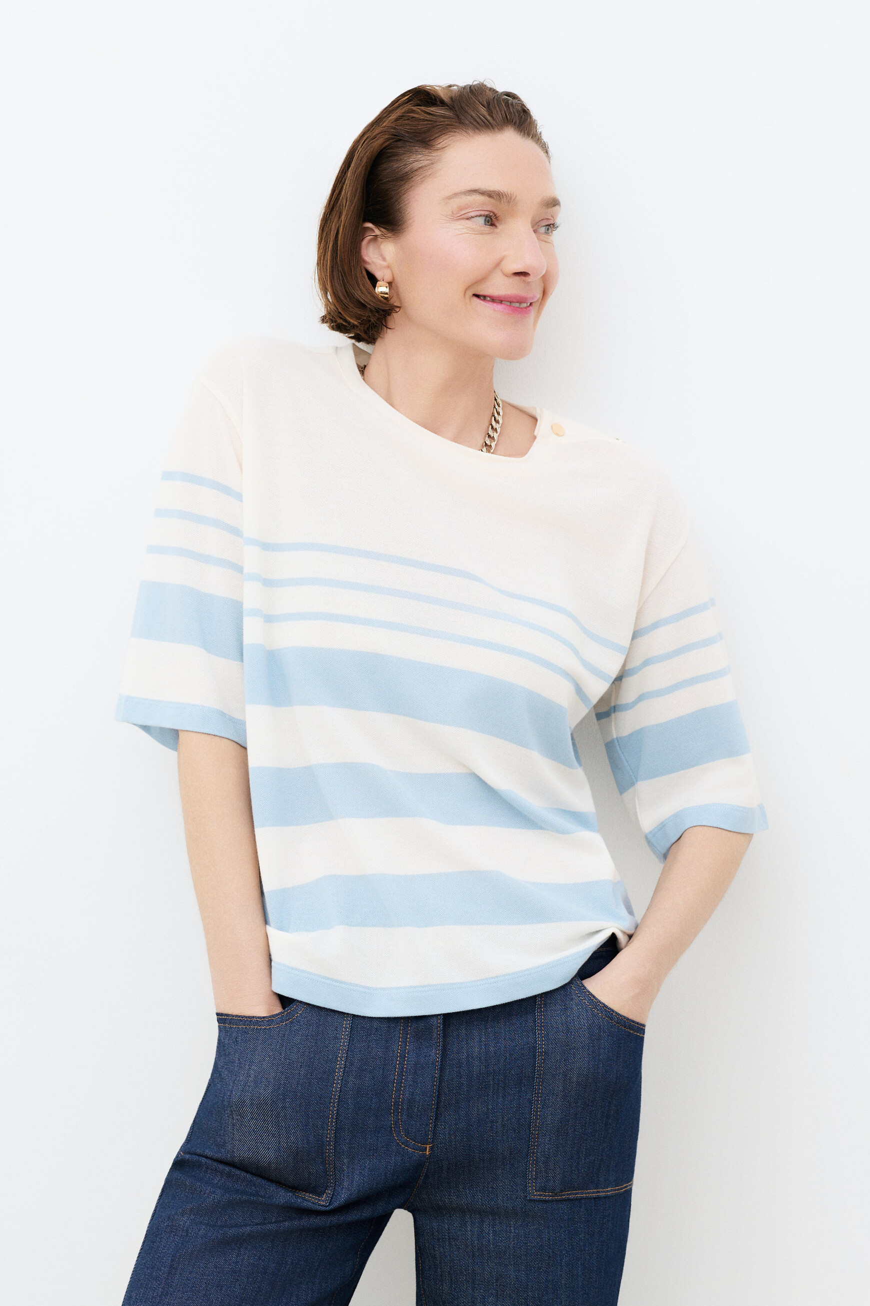 Camiseta Tnavire azul c&eacute;u mulher