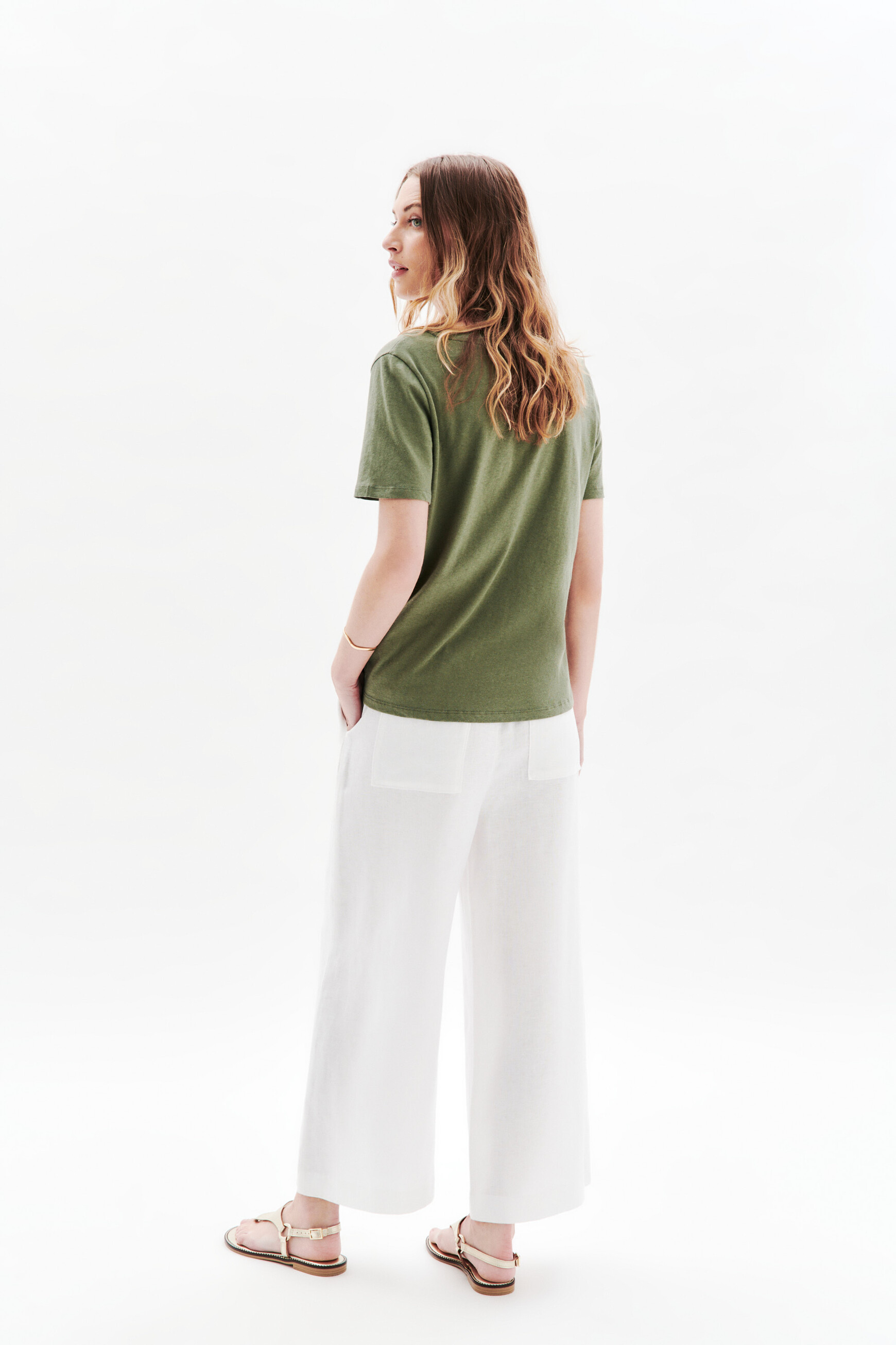 tshirt jin vert kaki femme