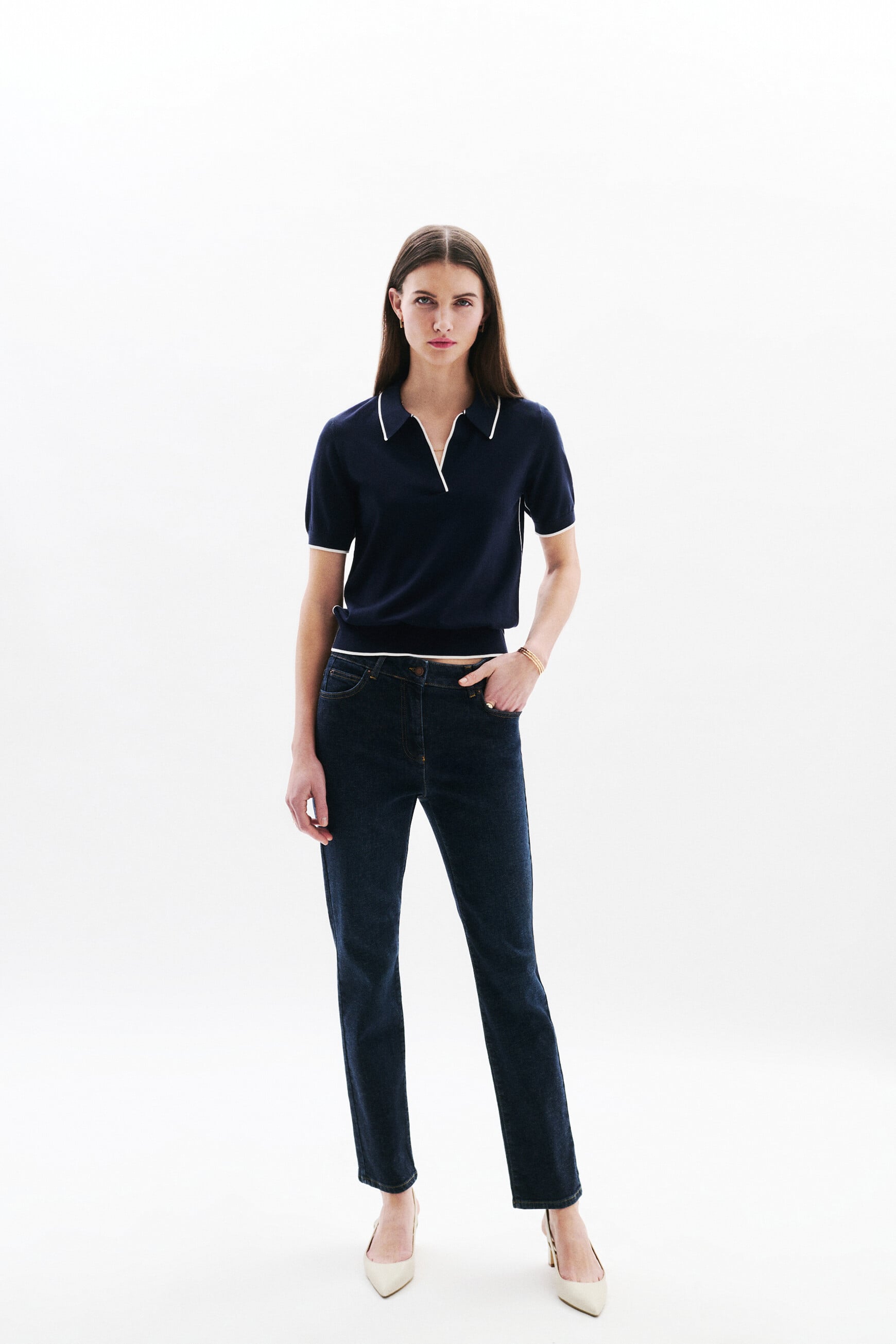 Pantaloni pop denim double stone donna