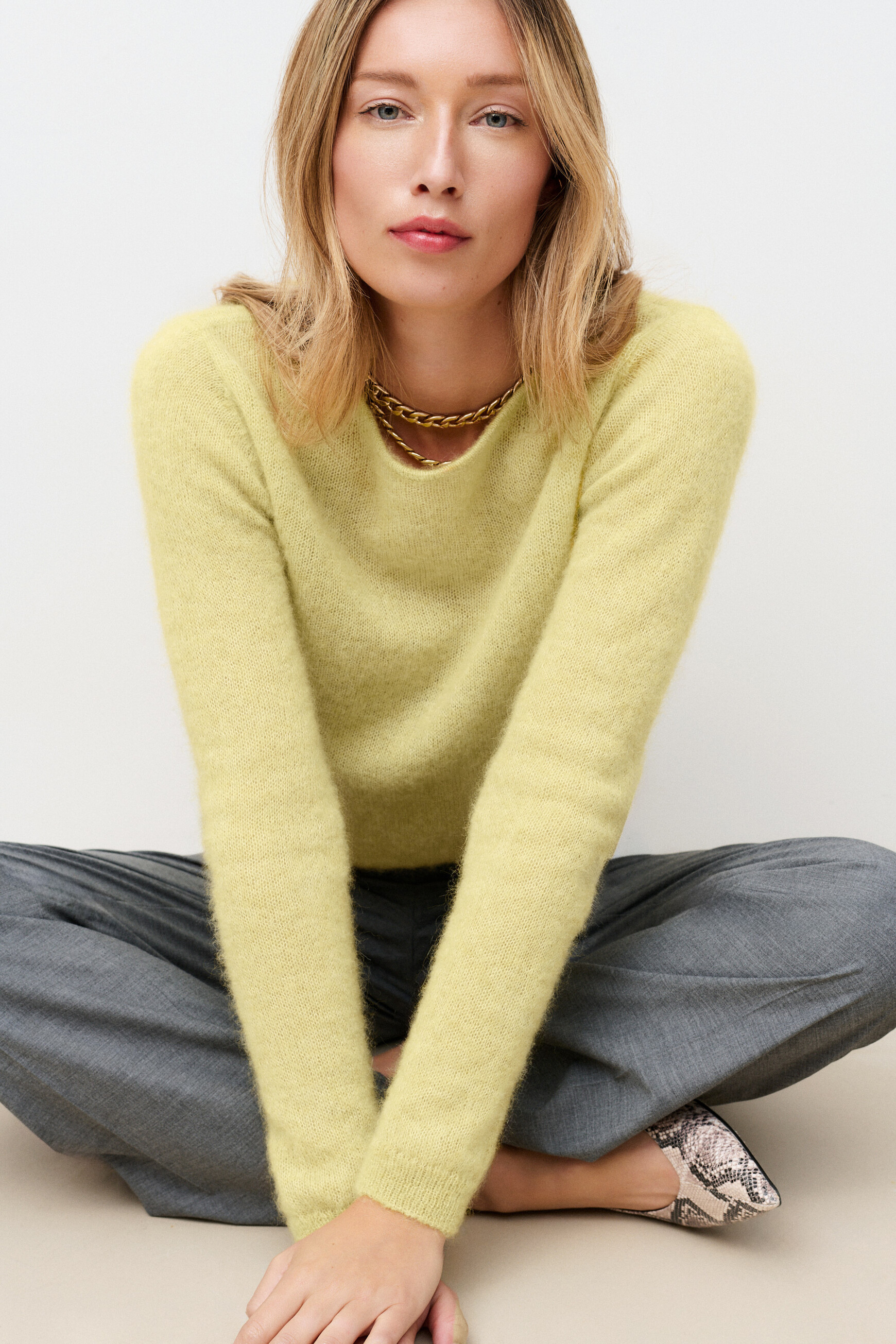 Pull Mvittoria vert anis femme
