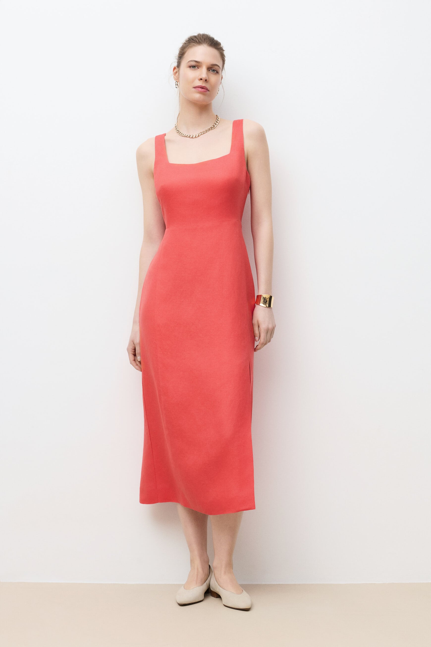 Vestido Reina vermelho coral mulher