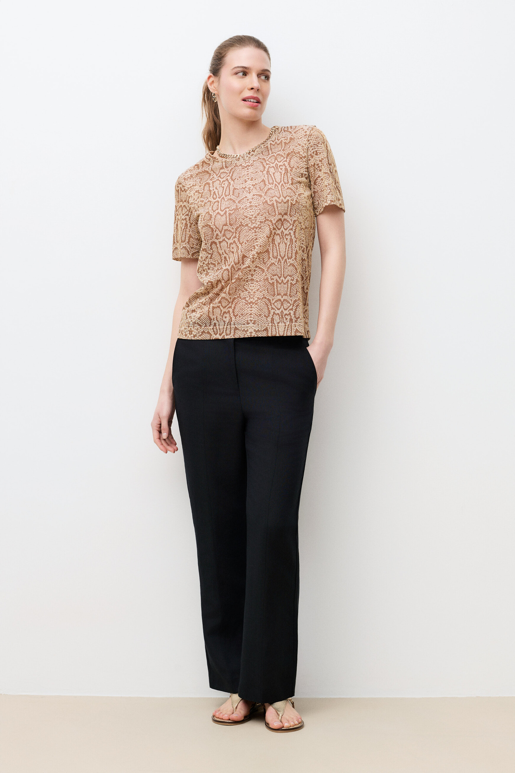 T-shirt Tjoana-Python sable femme