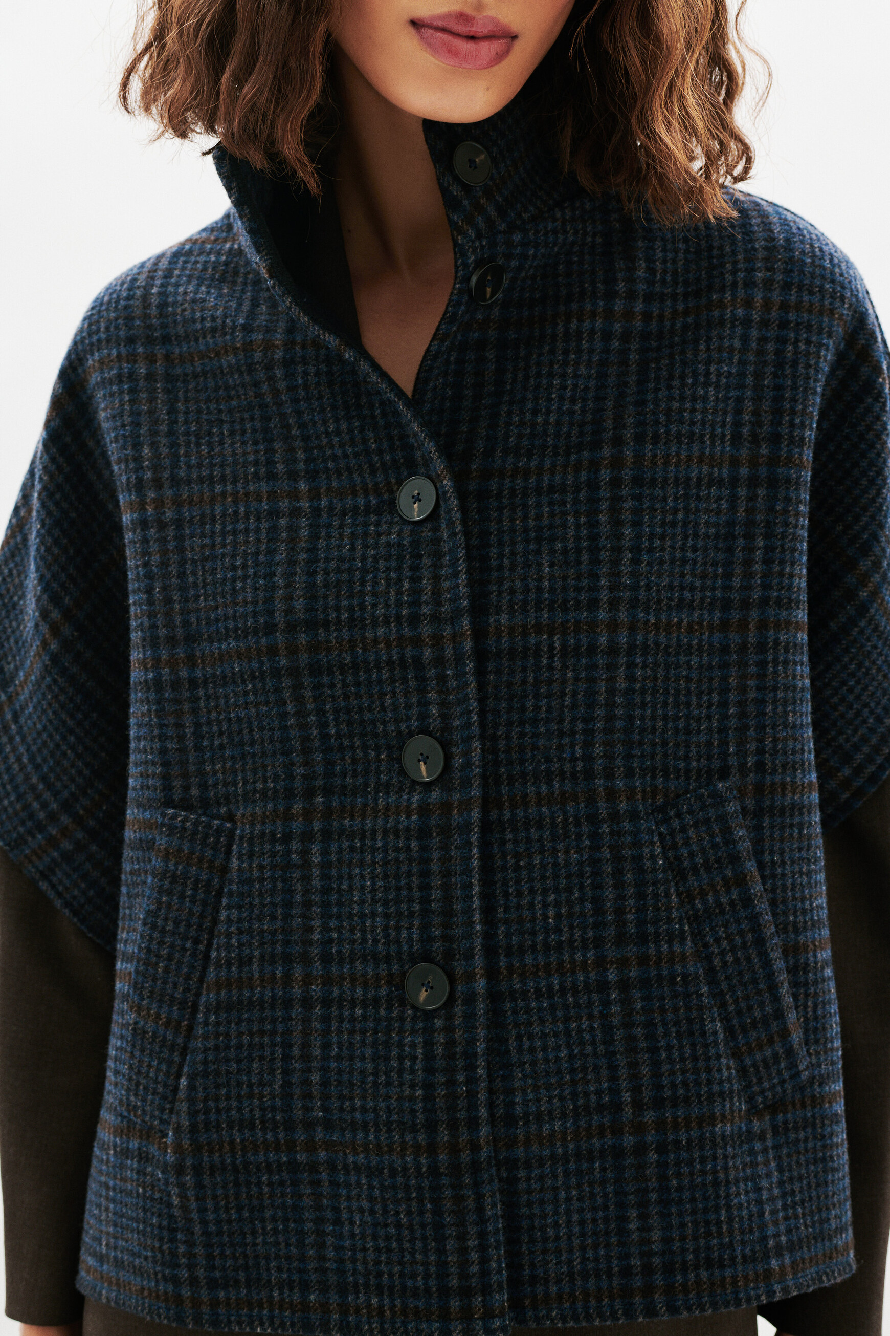 Poncho Holan3 bleu marine femme