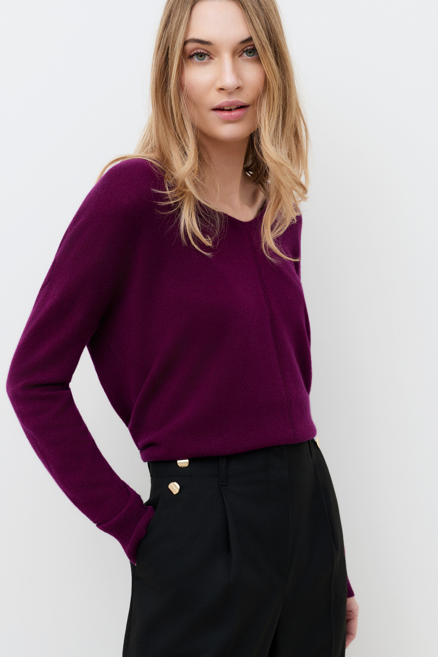 Mthelmina 100% cashmere sweater plum woman