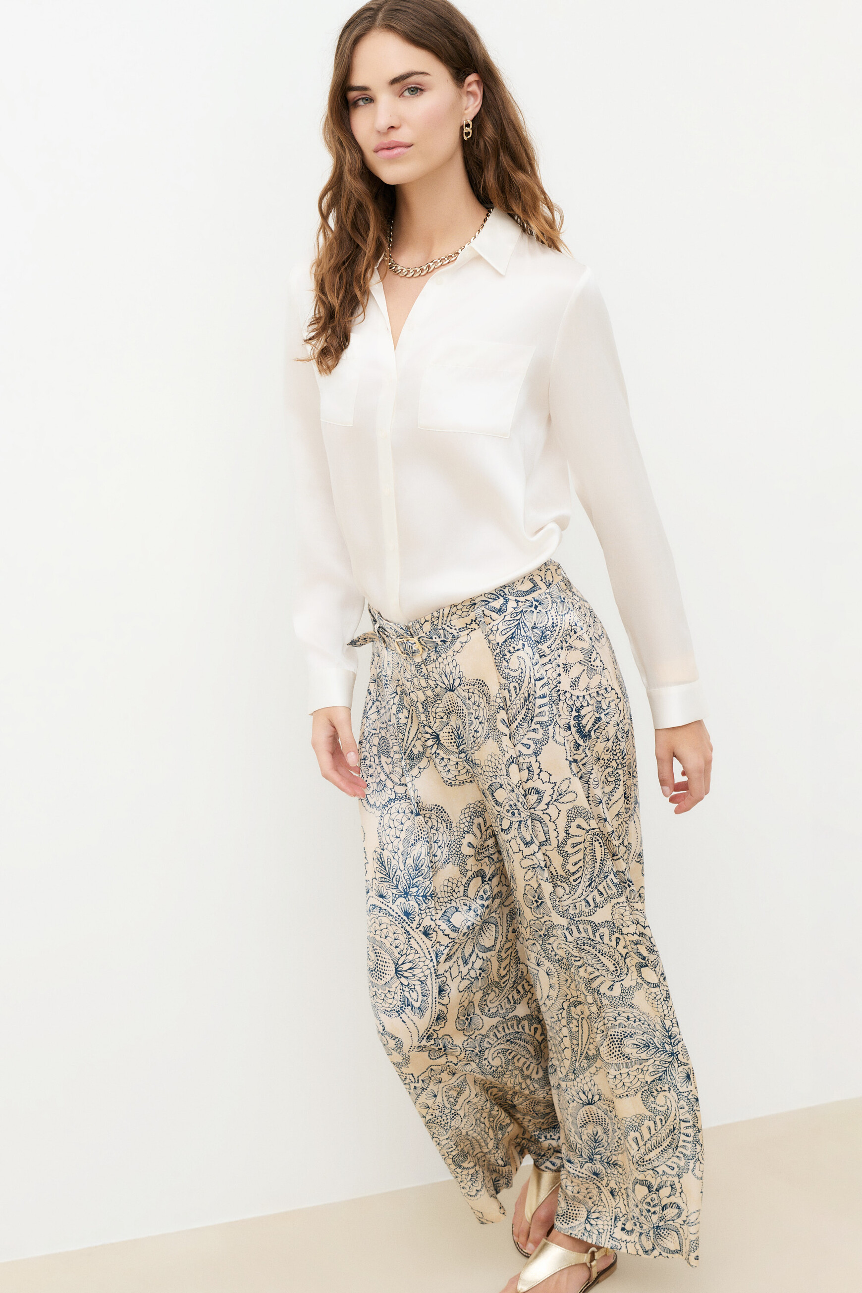 Trousers Pinceau Print ecru woman