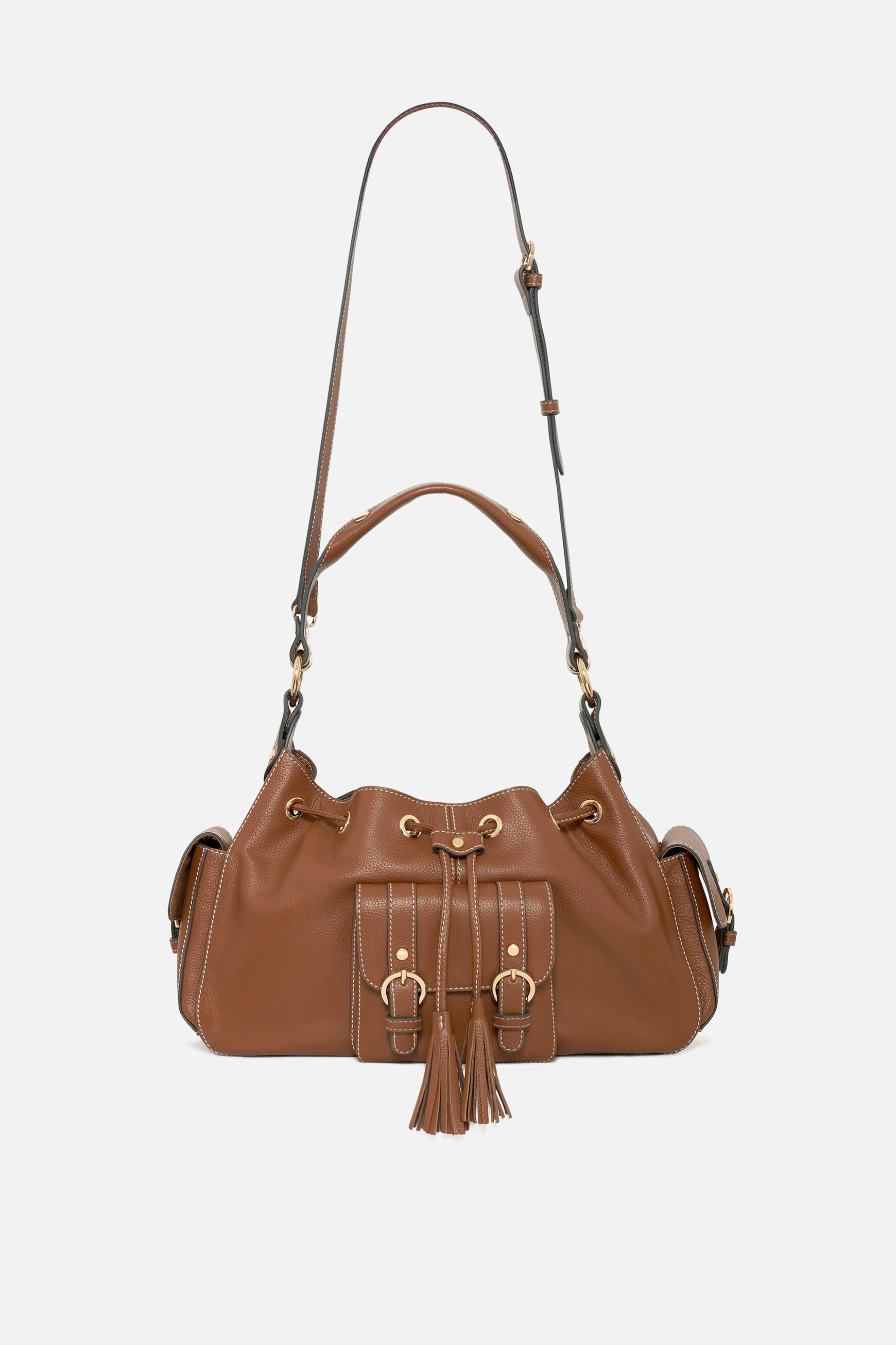 Bolso victoria de cuero natural camel mujer