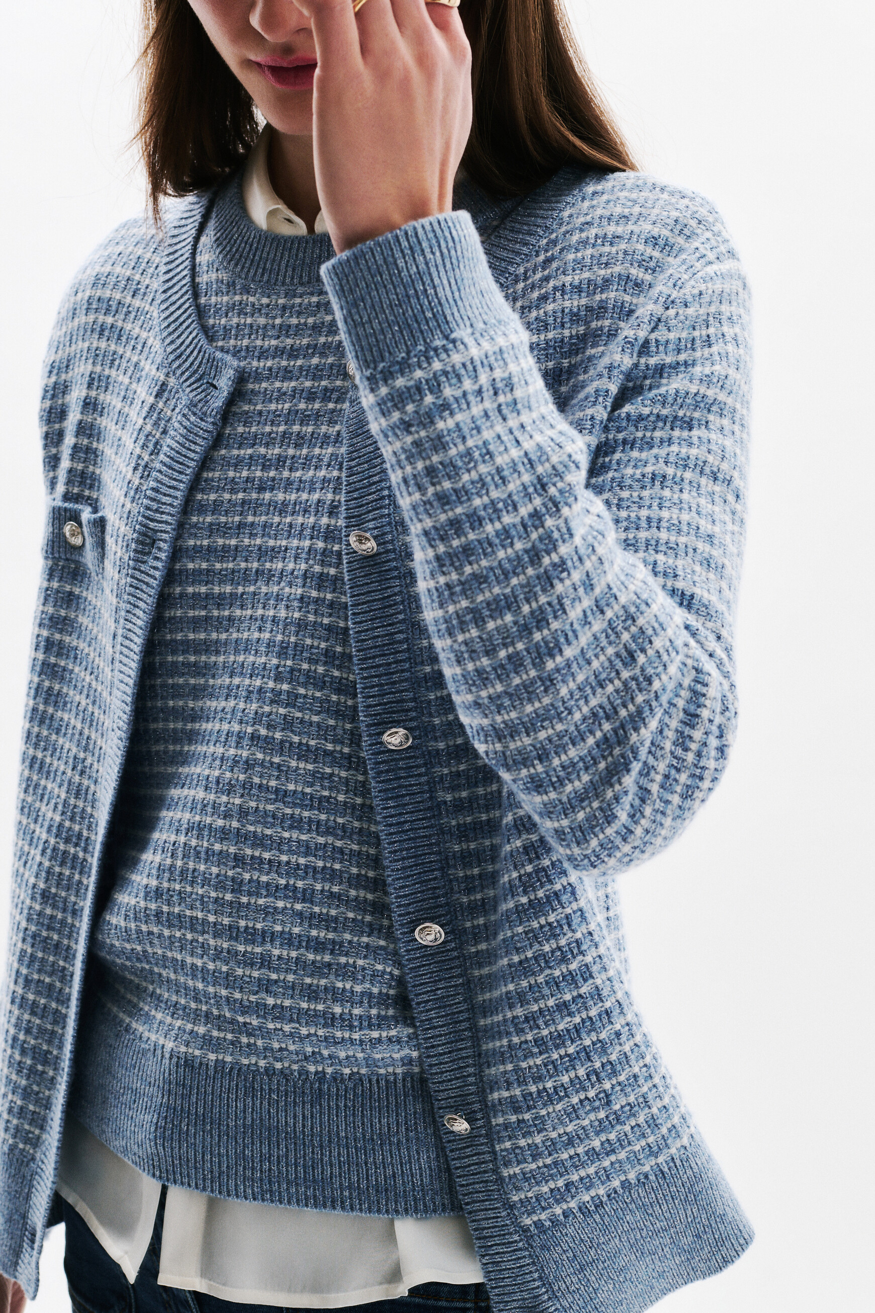 Chaleco Mleonie denim azul beb&eacute; mujer