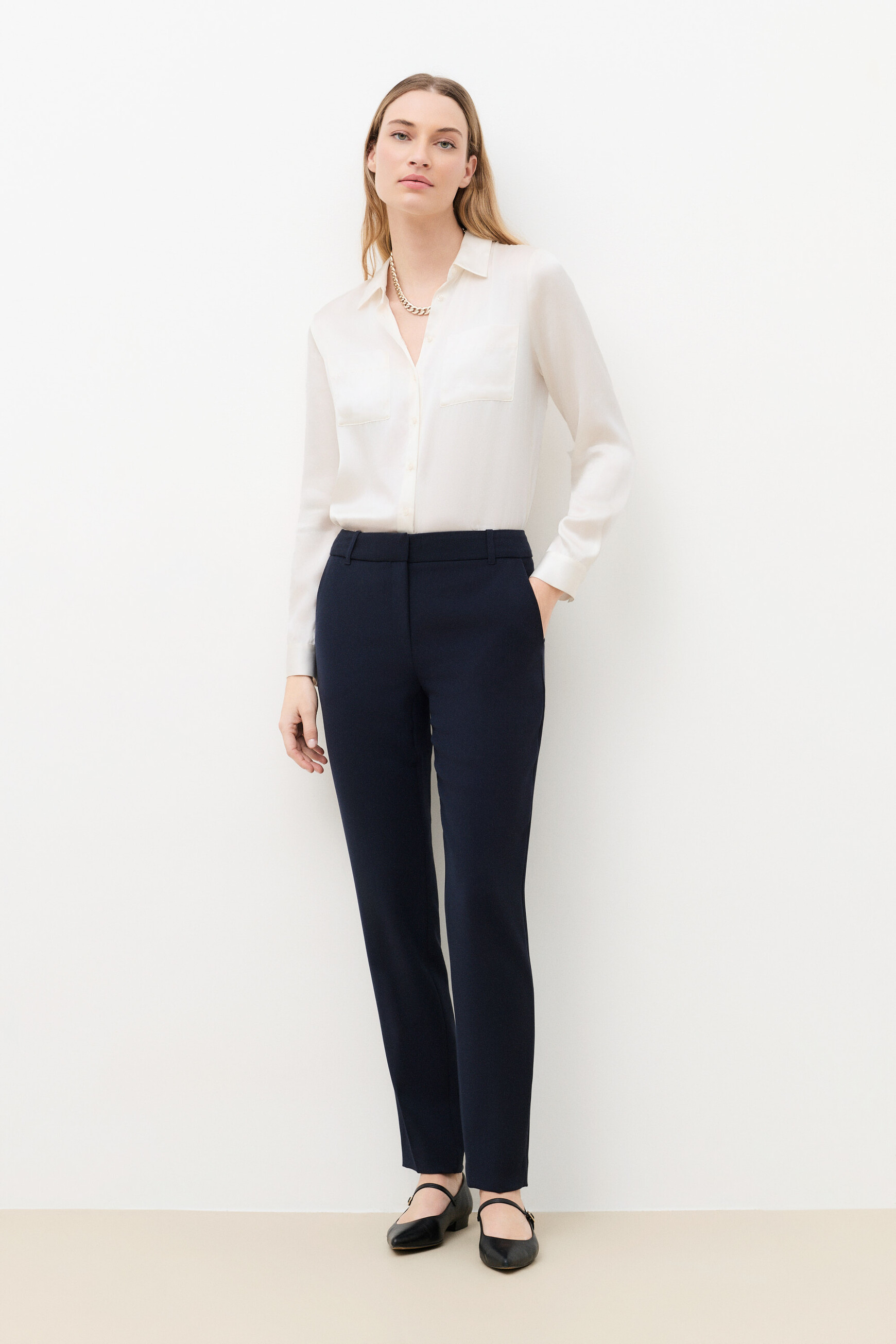 Pantalon pgautier bleu marine femme